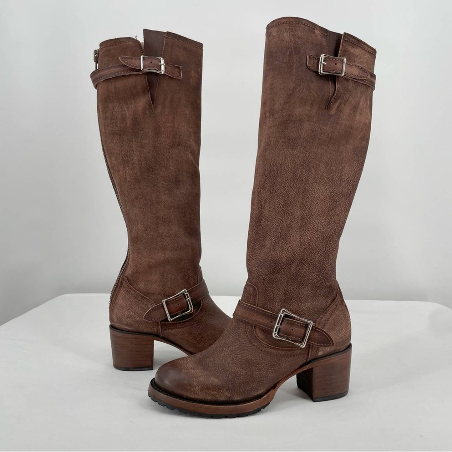 Freebird by Steven Cody Brown Distressed Leather Slouchy Engineer Pirate Boot Size 7