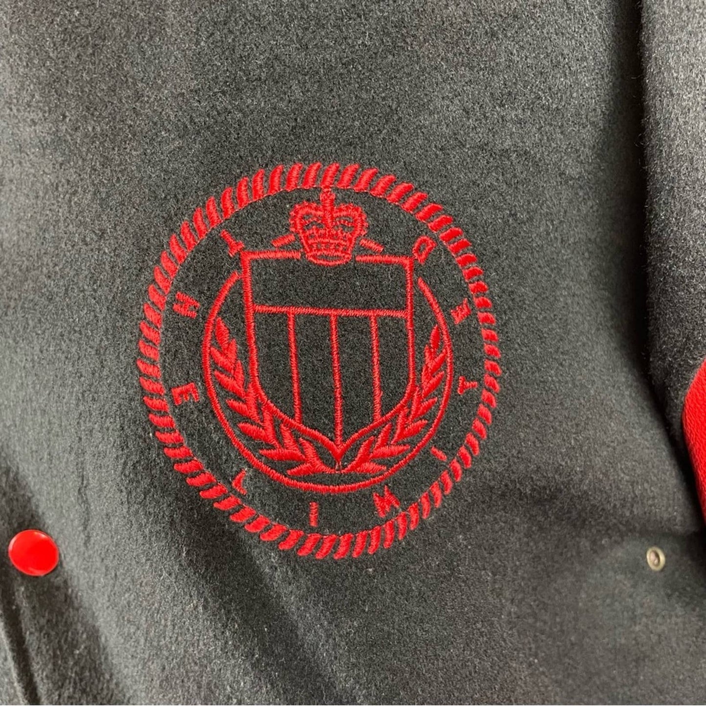 Vintage The Limited 90s Varsity Letterman Bomber Jacket Red Leather Black Wool Size S