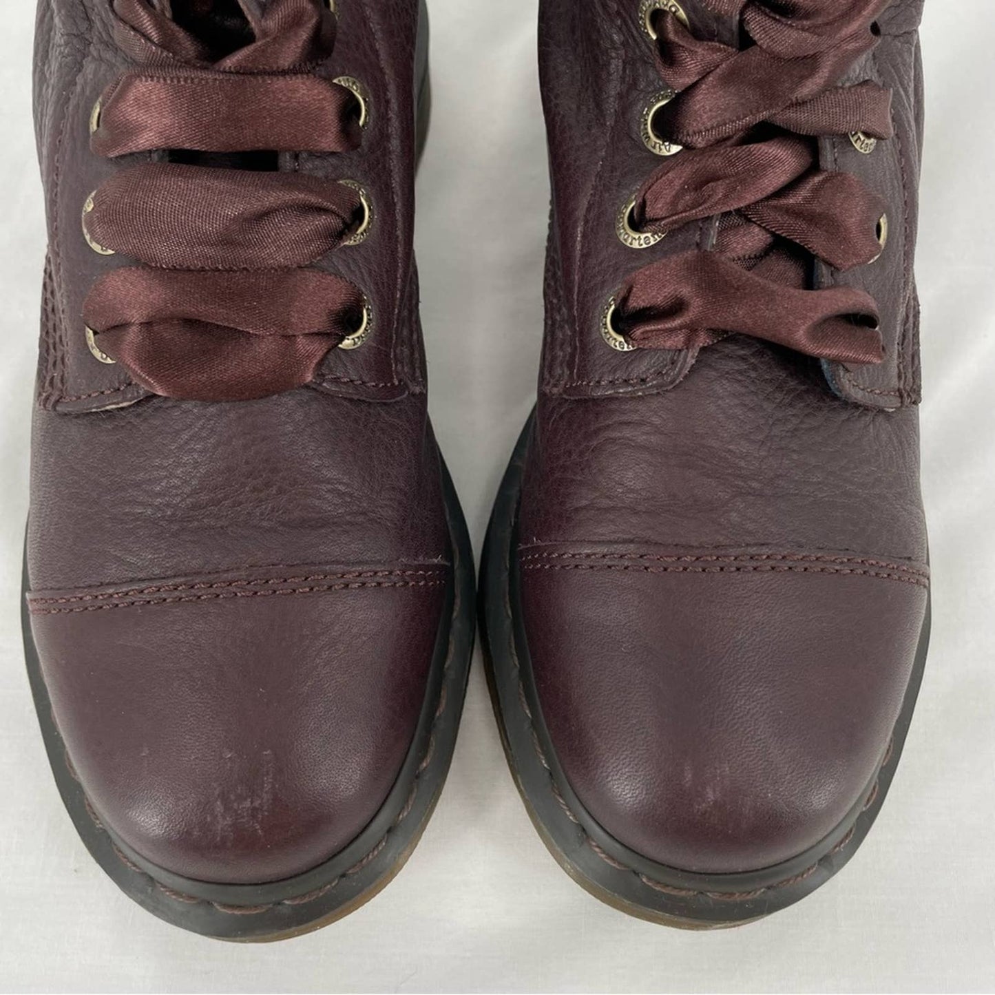 Dr. Martens Aimilie Elk Oxblood Brown Leather Fold Over Union Jack Biker Boots Size 7