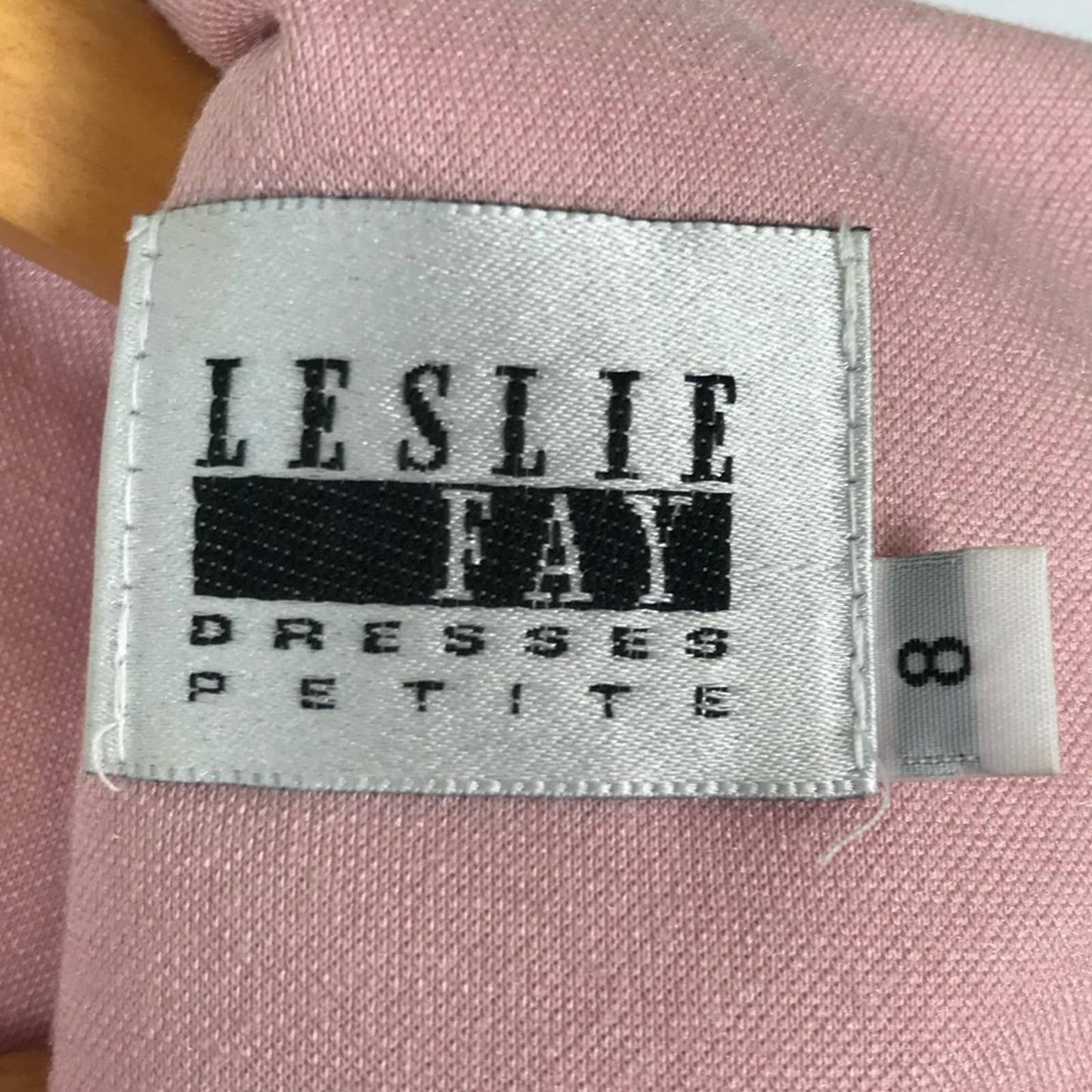Vintage Leslie Fay Dress Cocktail Pink Charcoal Gray Scalloped Old Money Elegant Size 8P