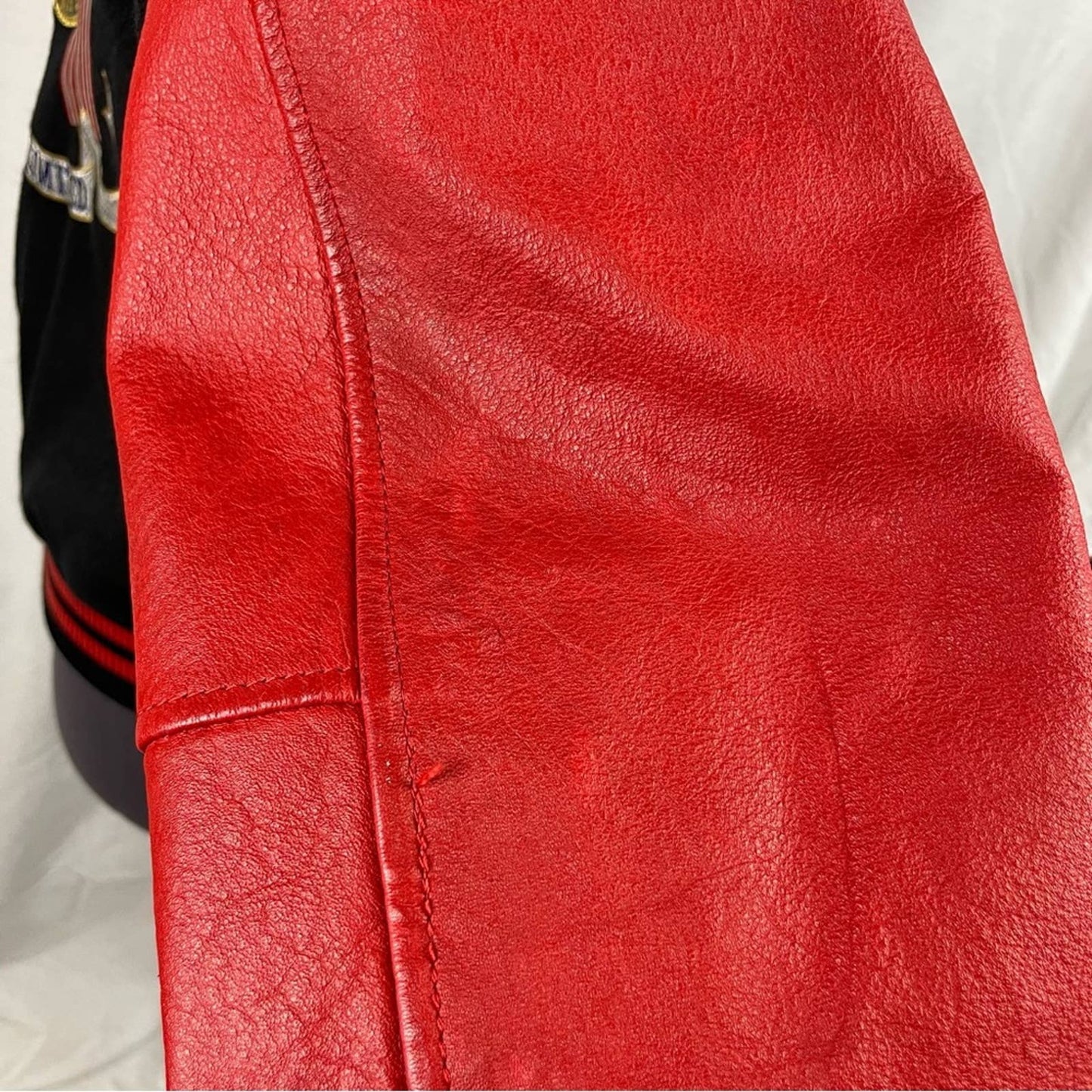 Vintage The Limited 90s Varsity Letterman Bomber Jacket Red Leather Black Wool Size S