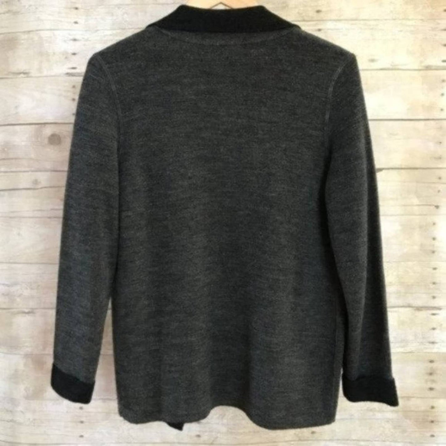 Vintage Talbots Merino Wool Sweater Dress & Matching Jacket Suit Set Gray Black Size S