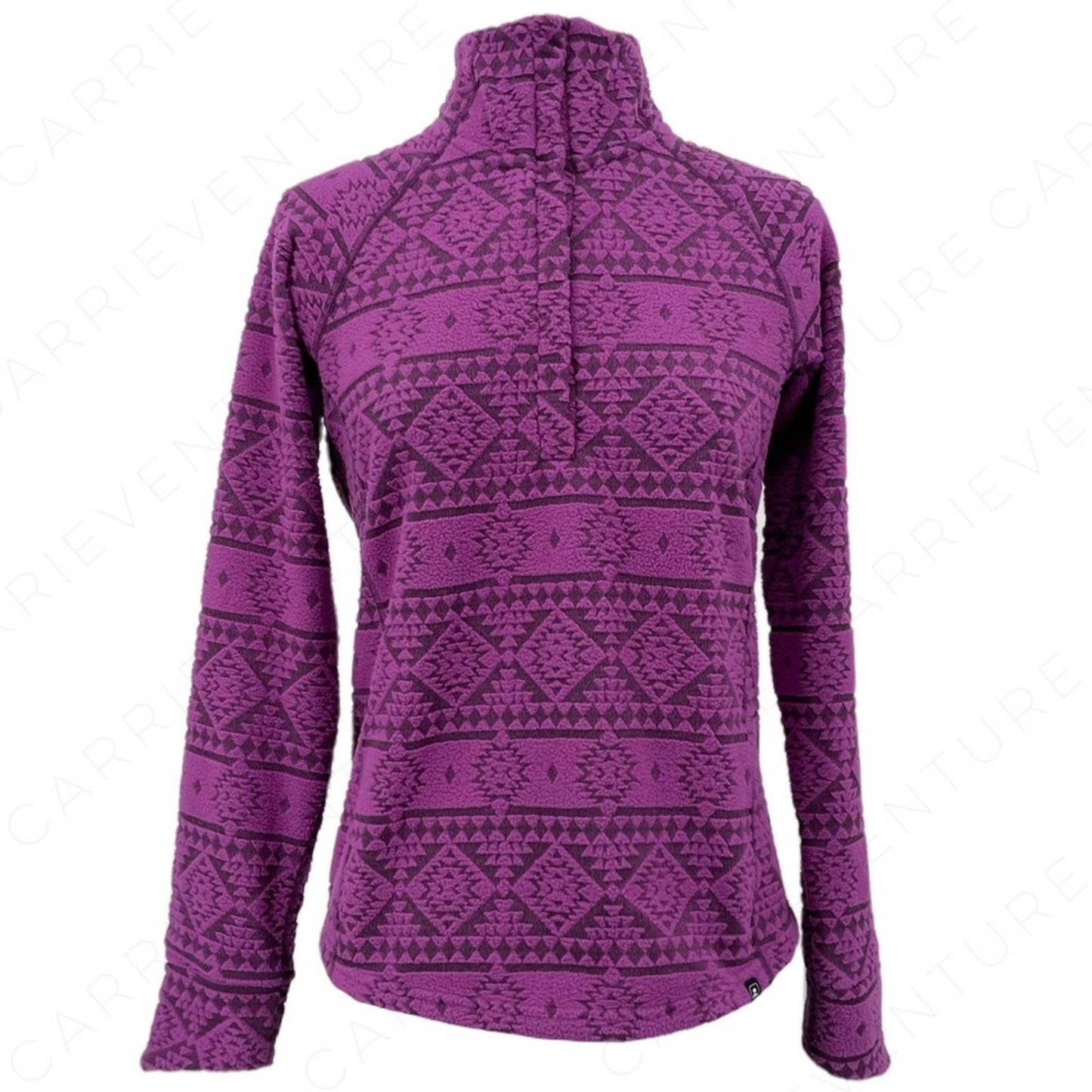 EMS Eastern Mountain Sports Bright Purple Pullover Fleece Jacket Top Snap Neck Size S
