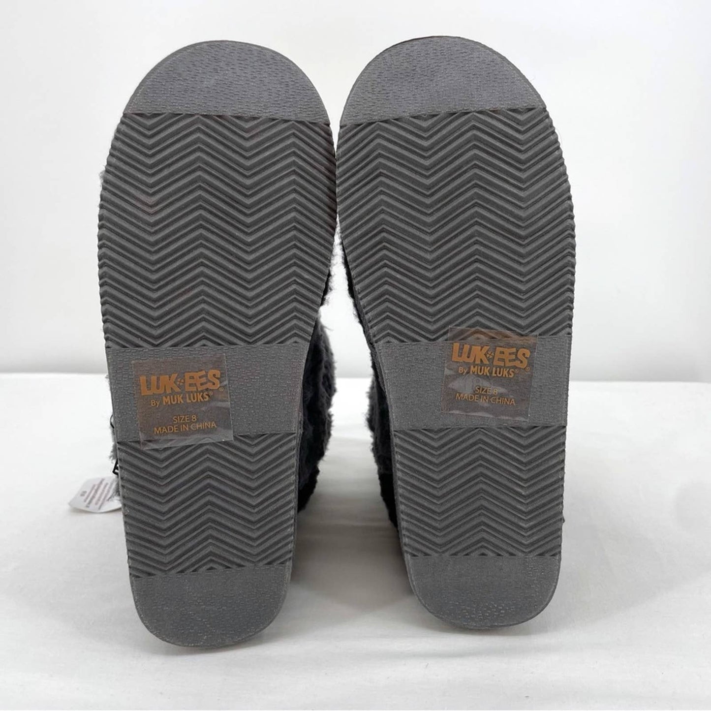 NWT Lukees by Muk Luks Clementine Fuzzy Cozy Slipper Booties Dark Gray Grey Size 8