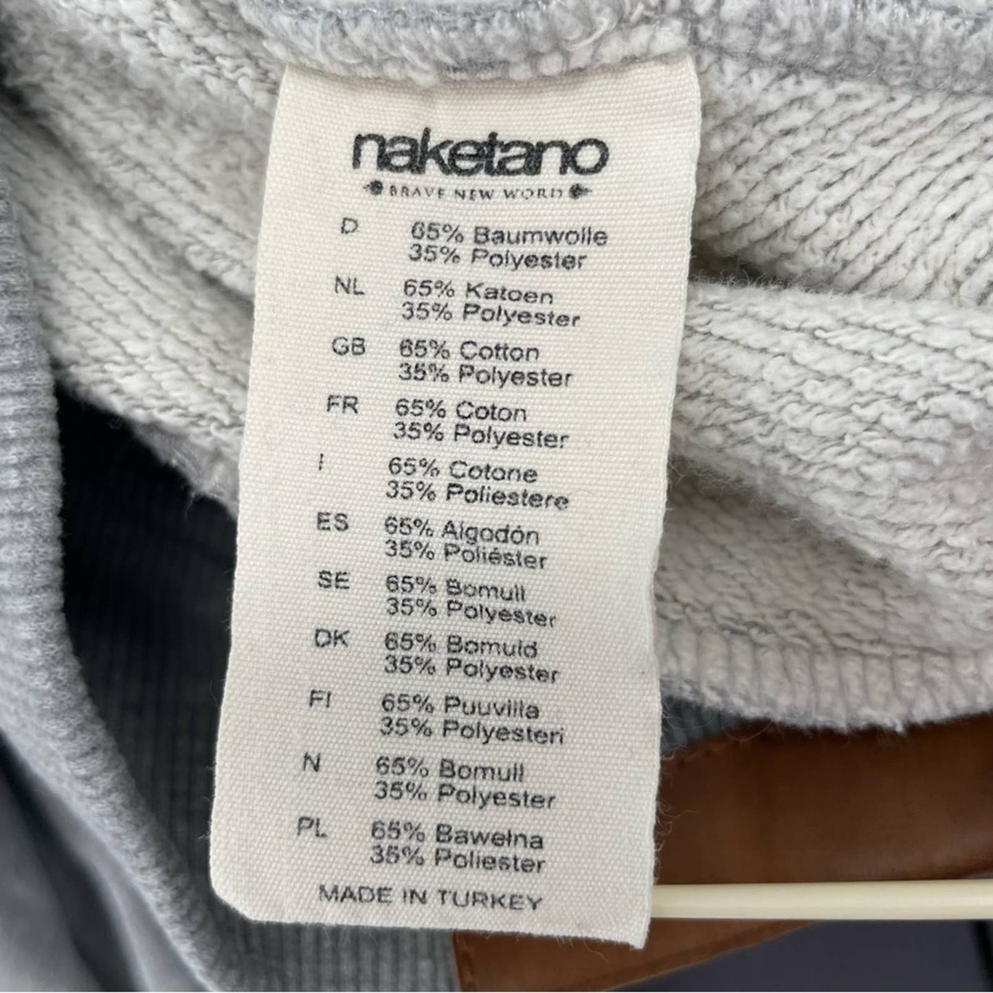Naketano Light Grey Hoodie Cozy Long Length Hooded Tunic Dress Hoody Cowl Pocket Size M