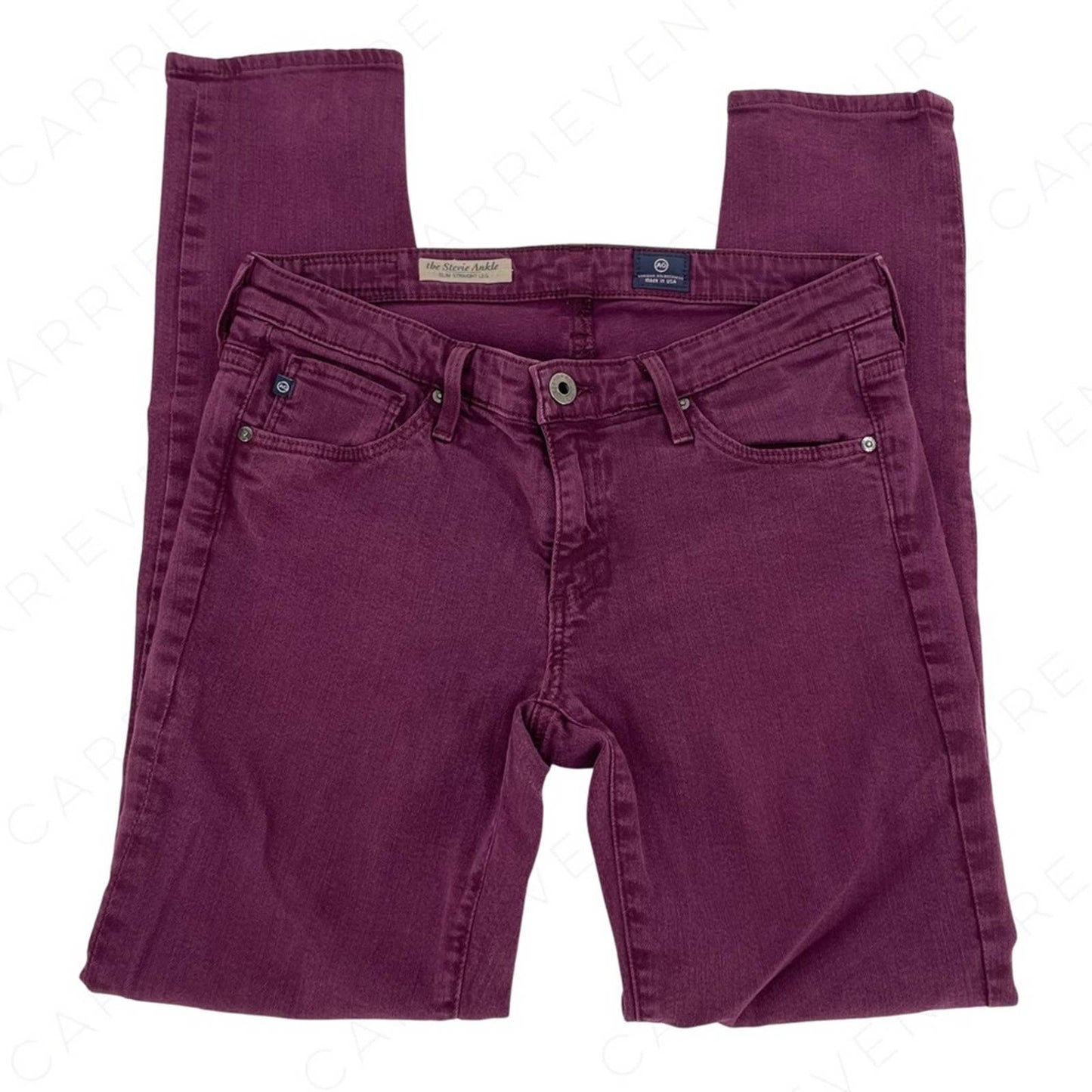 AG Adriano Goldschmied The Stevie Ankle Slim Straight Leg Purple Plum Jeans Size 27