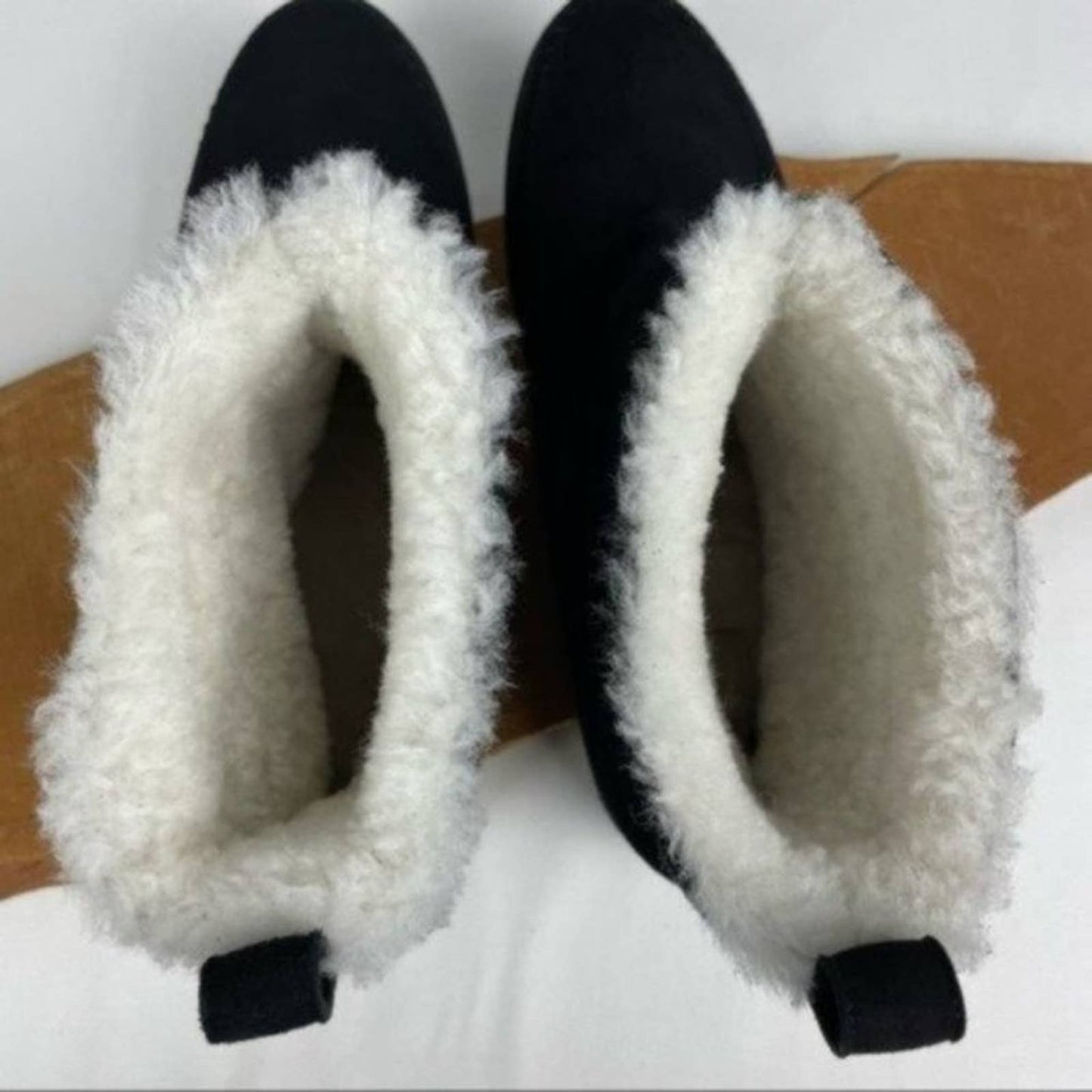 Jenni Kayne Black Suede Shearling Moc Boot Neutral Minimalist Ankle Bootie Size EU 41