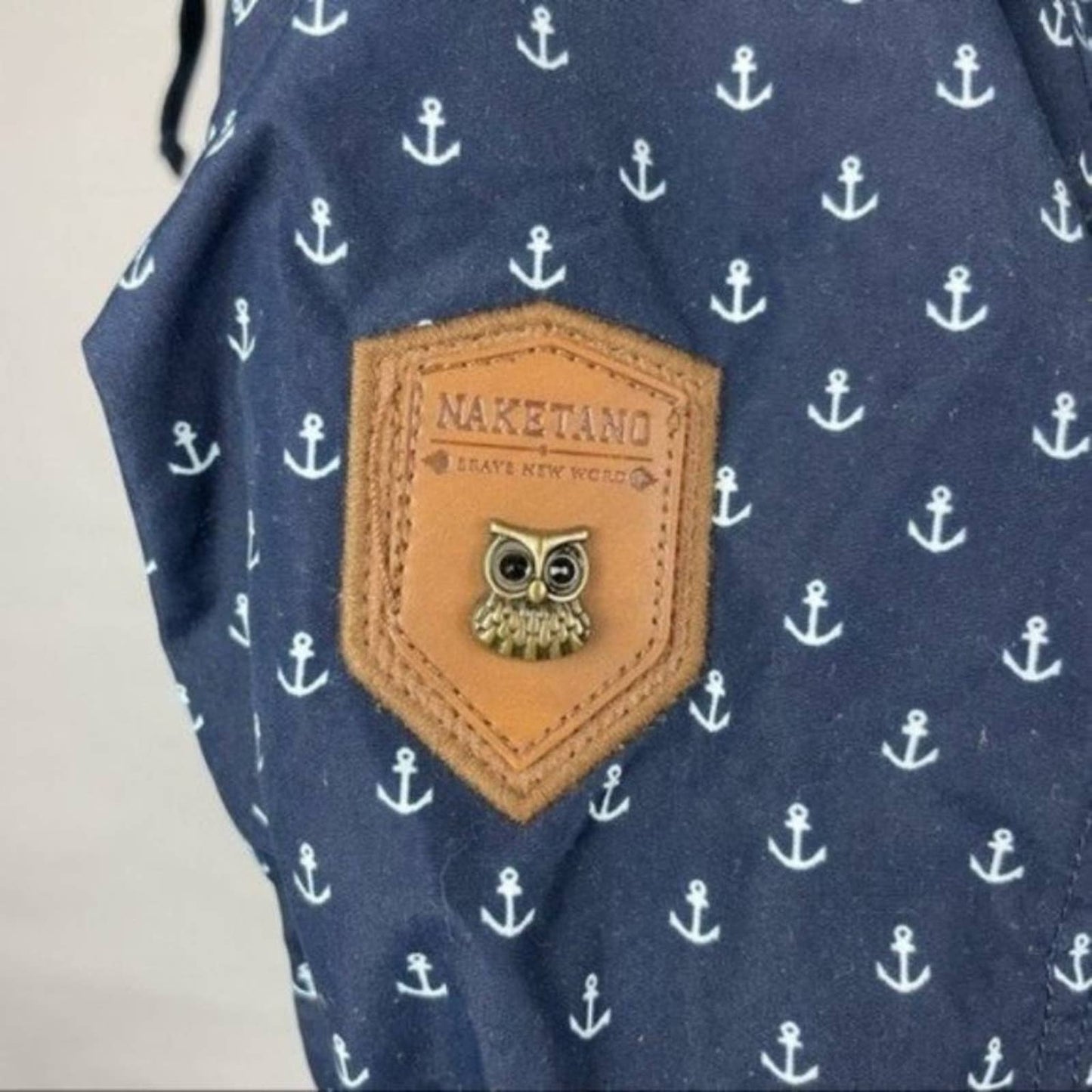 Naketano Navy Blue White Anchor Print Parka Jacket Herr Schlapp Von Schwanz Size S