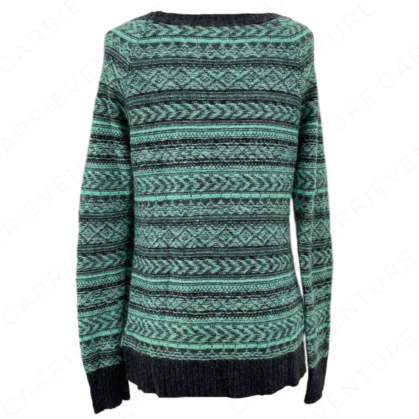AEO American Eagle Wool Mohair Blend Stripe Geometric Mint Green Gray Sweater Size M