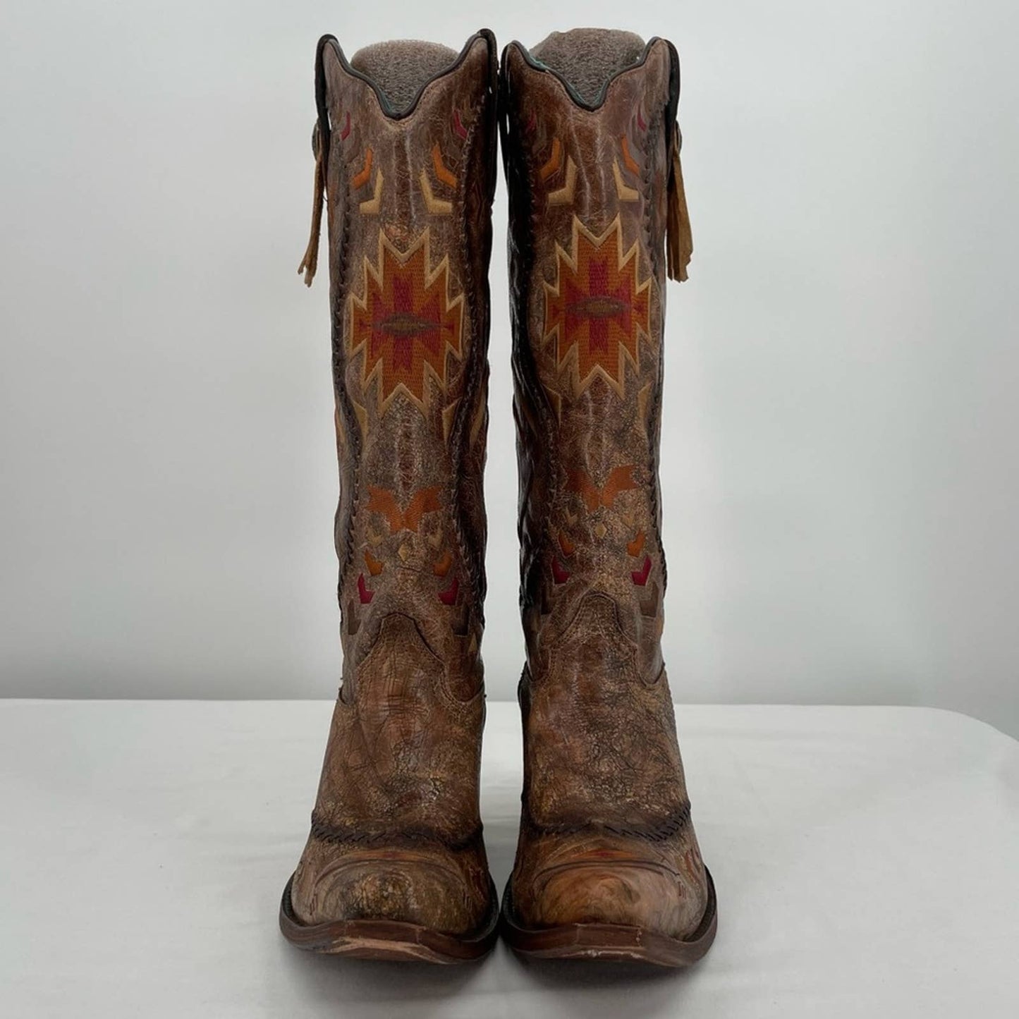 Corral Cowboy Boots Cowgirl Western Southwest Style Embroidered Leather C2872 Size 8