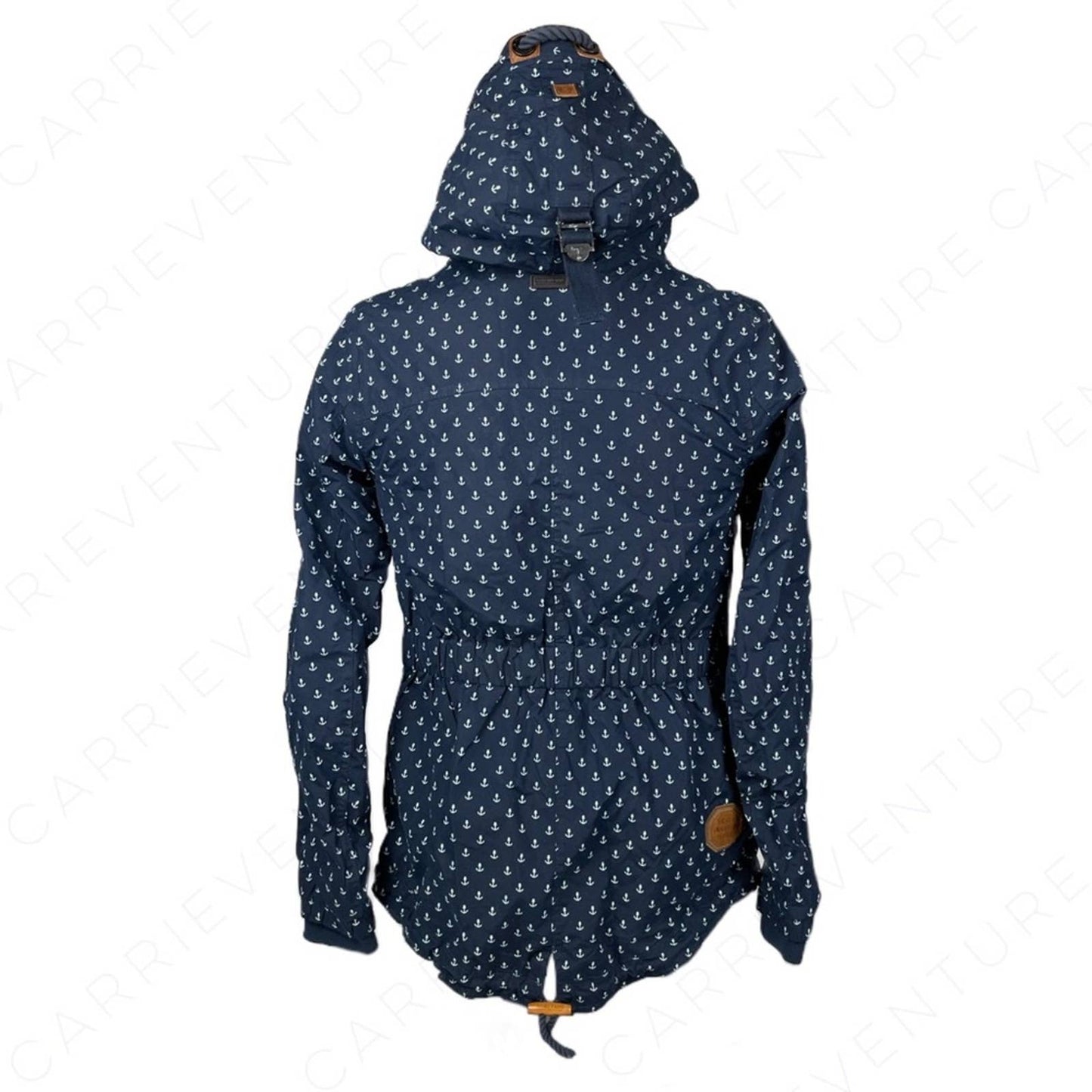 Naketano Navy Blue White Anchor Print Parka Jacket Herr Schlapp Von Schwanz Size S