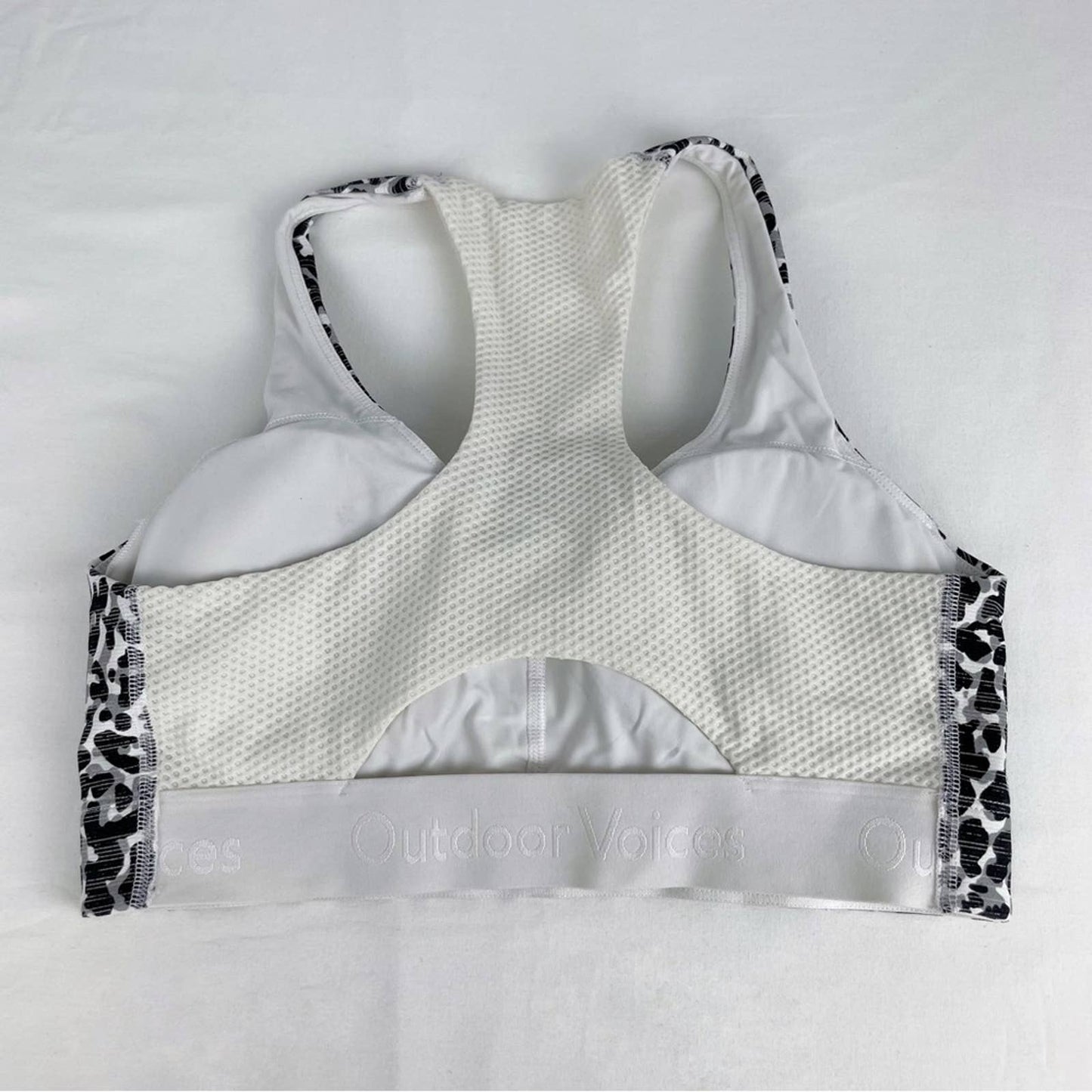 Outdoor Voices Doing Things Sports Bra Snow Leopard Animal Print Athletic Top Size S