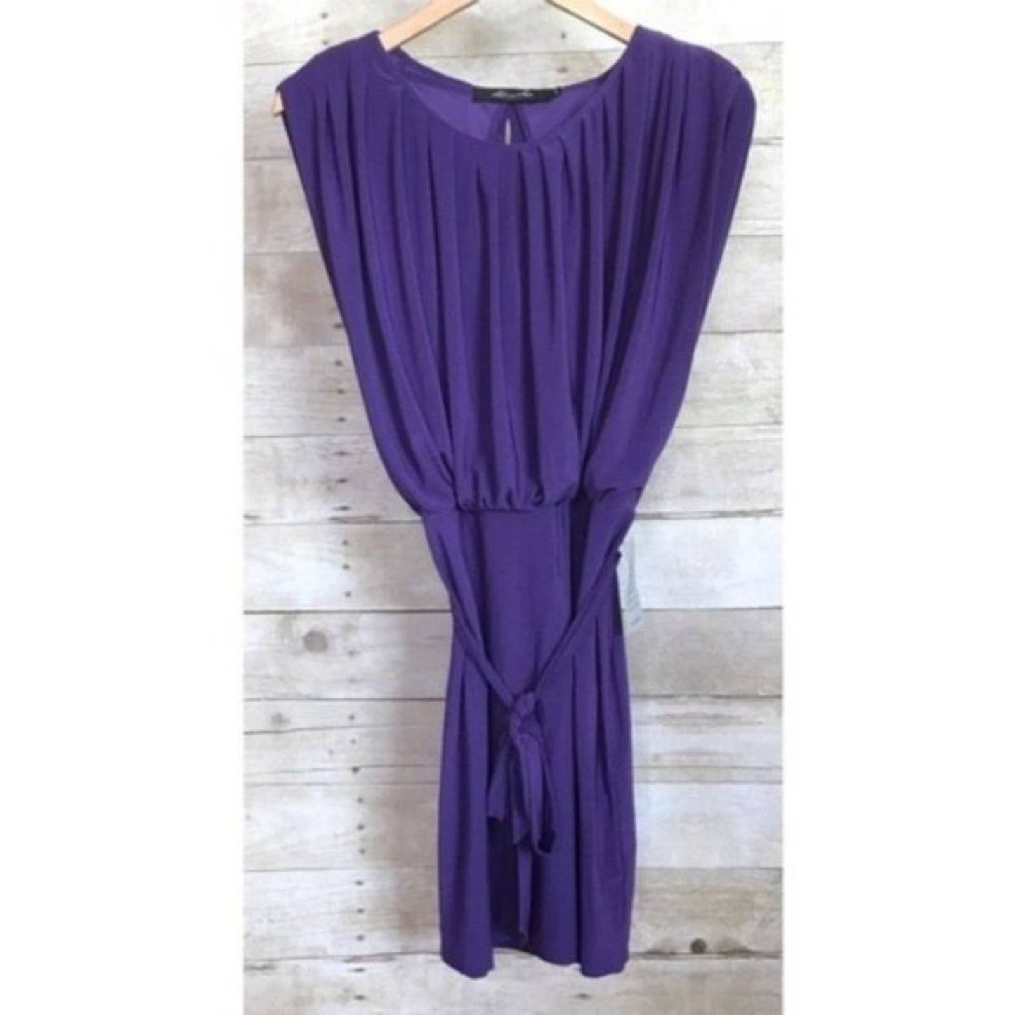 NWT Alex & Ava by Komarov Cocktail Party Dress Purple Draped Style Tie Waist Size S