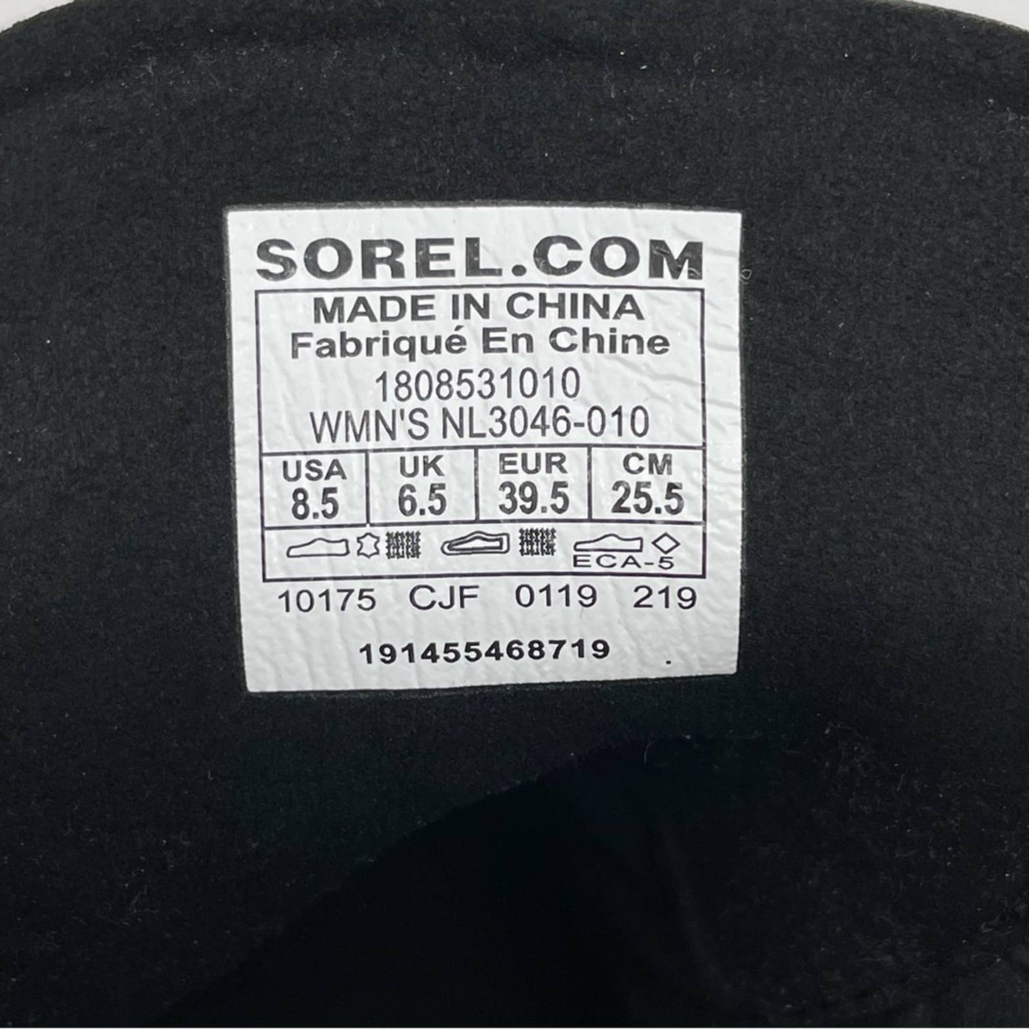 Sorel Womens Lexie Wedge Boot Black Leather Waterproof Canvas Winter Booties Size 8.5