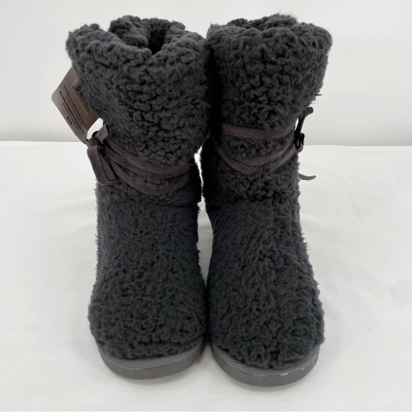 NWT Lukees by Muk Luks Clementine Fuzzy Cozy Slipper Booties Dark Gray Grey Size 8