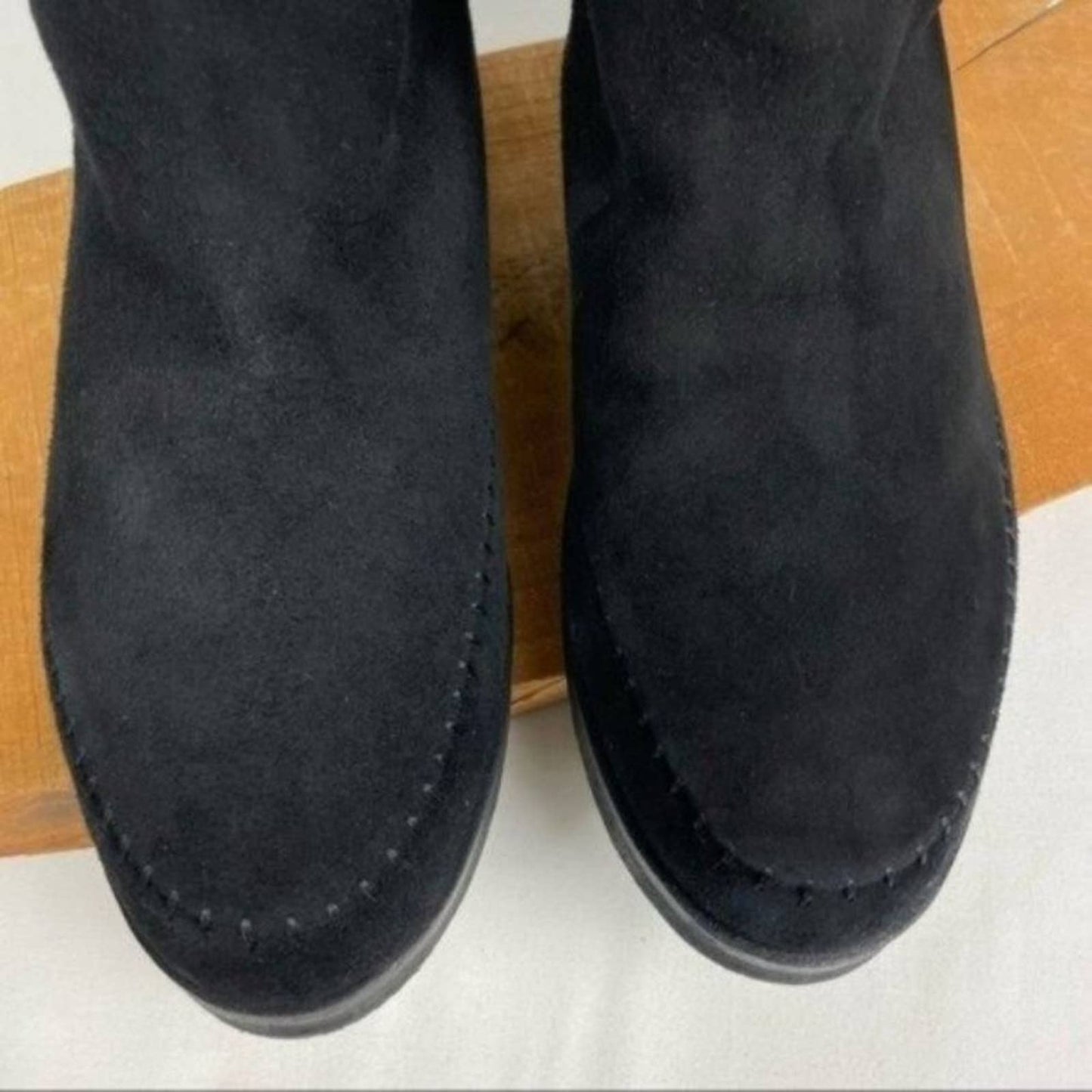 Jenni Kayne Black Suede Shearling Moc Boot Neutral Minimalist Ankle Bootie Size EU 41