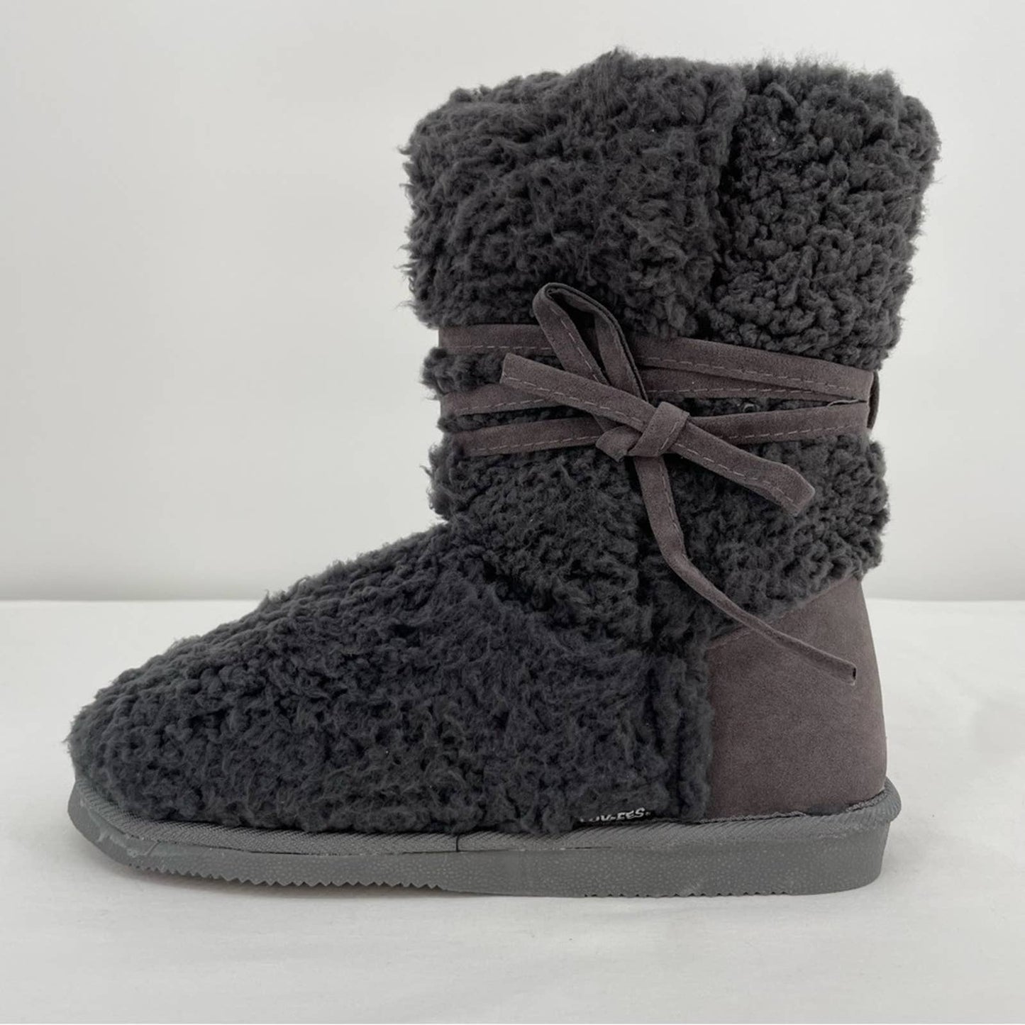 NWT Lukees by Muk Luks Clementine Fuzzy Cozy Slipper Booties Dark Gray Grey Size 8