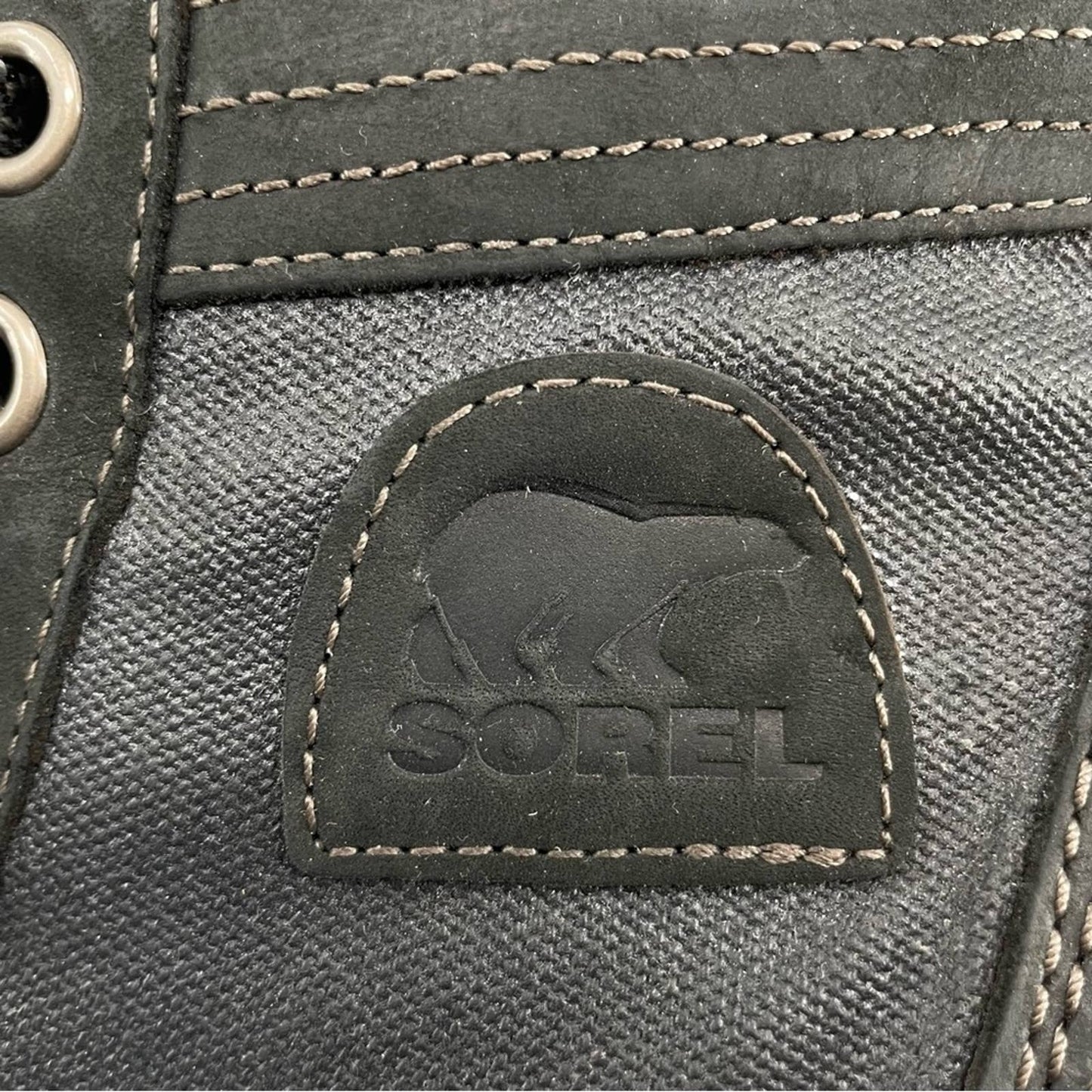 Sorel Womens Lexie Wedge Boot Black Leather Waterproof Canvas Winter Booties Size 8.5