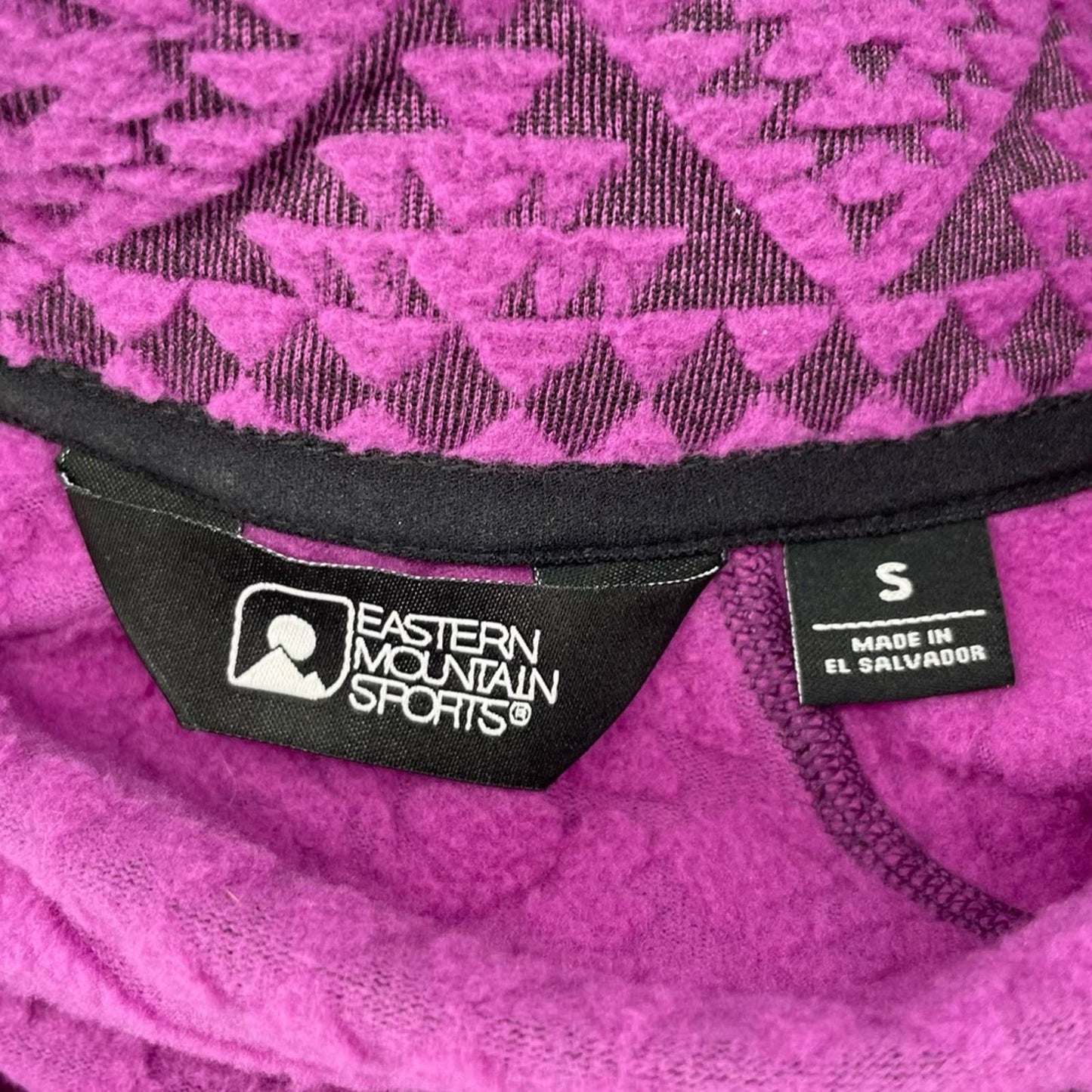 EMS Eastern Mountain Sports Bright Purple Pullover Fleece Jacket Top Snap Neck Size S