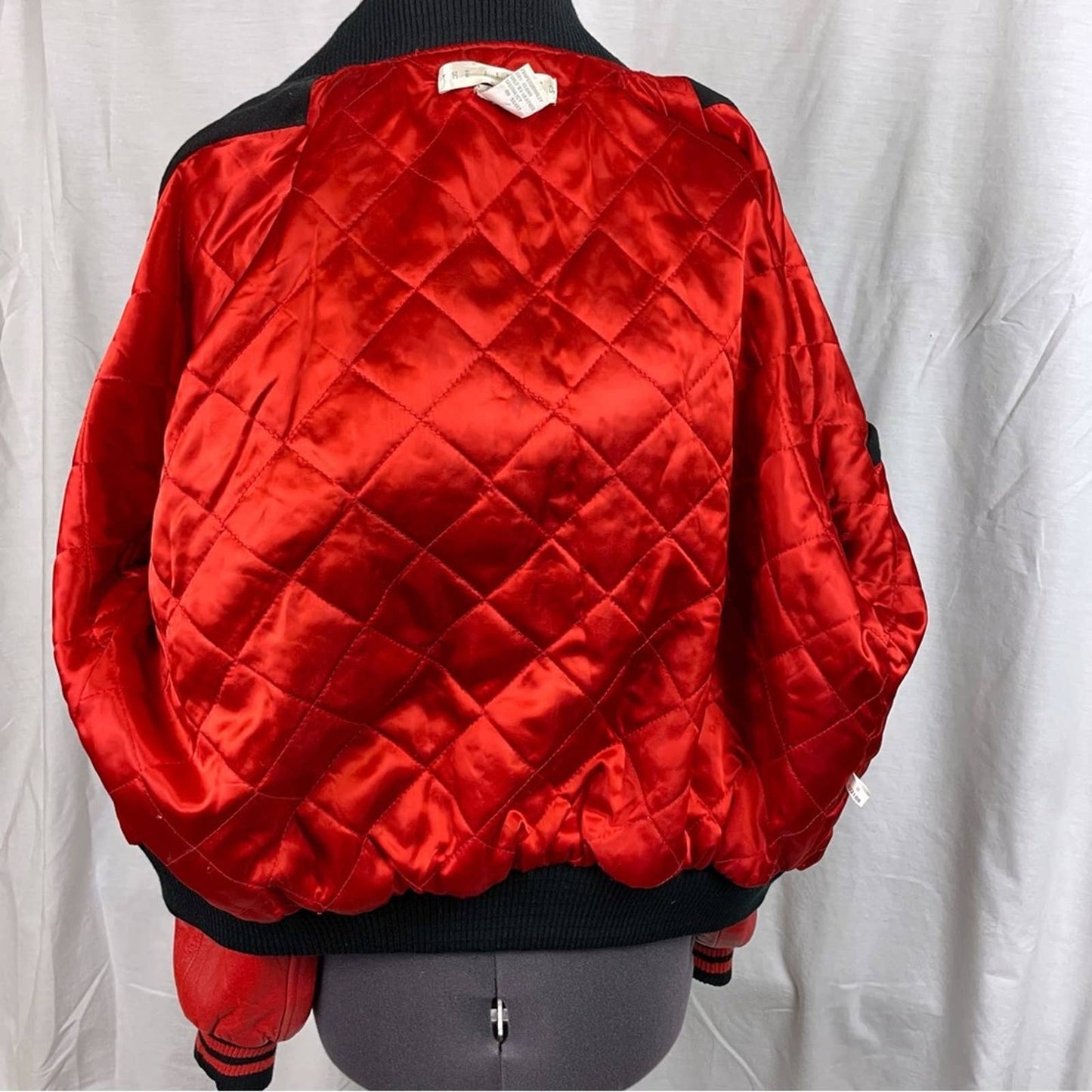 Vintage The Limited 90s Varsity Letterman Bomber Jacket Red Leather Black Wool Size S