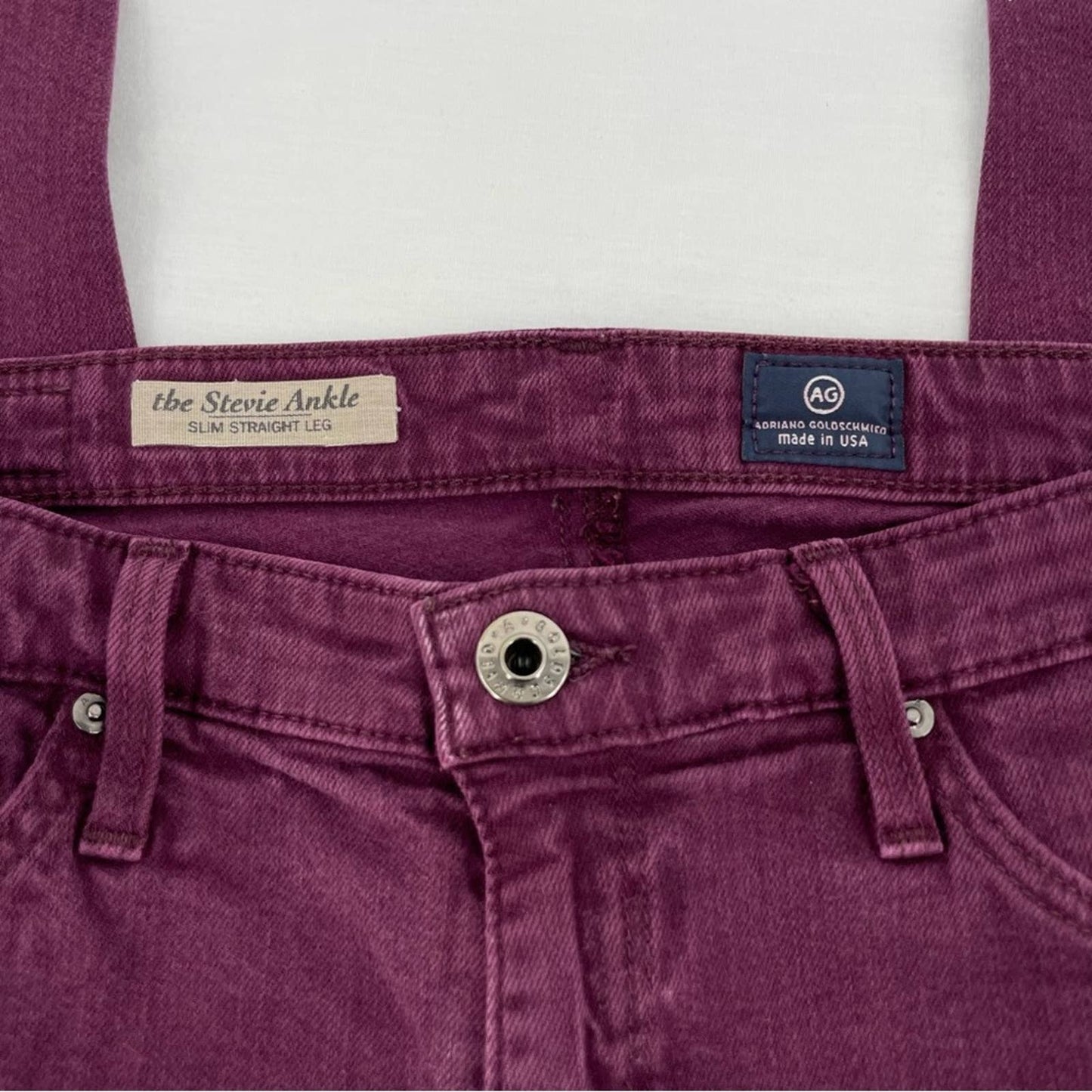 AG Adriano Goldschmied The Stevie Ankle Slim Straight Leg Purple Plum Jeans Size 27