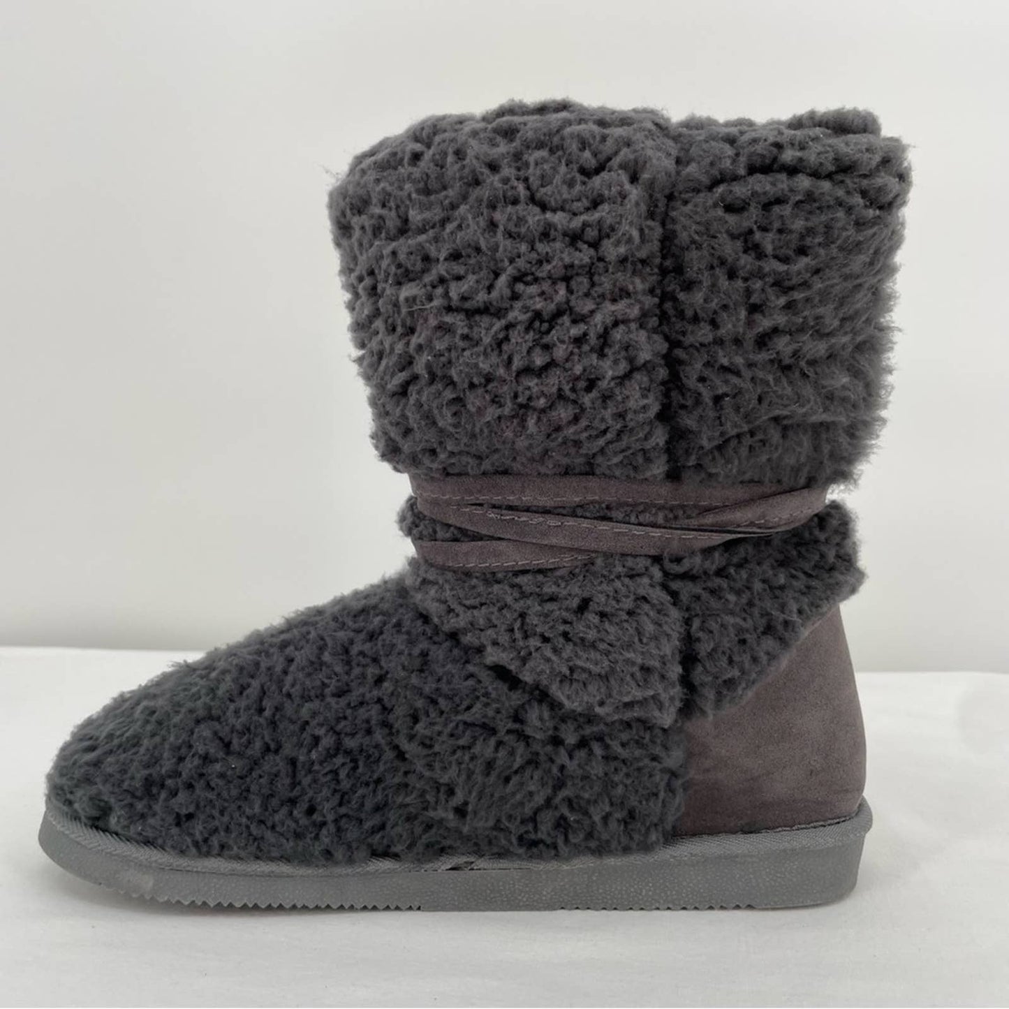 NWT Lukees by Muk Luks Clementine Fuzzy Cozy Slipper Booties Dark Gray Grey Size 8