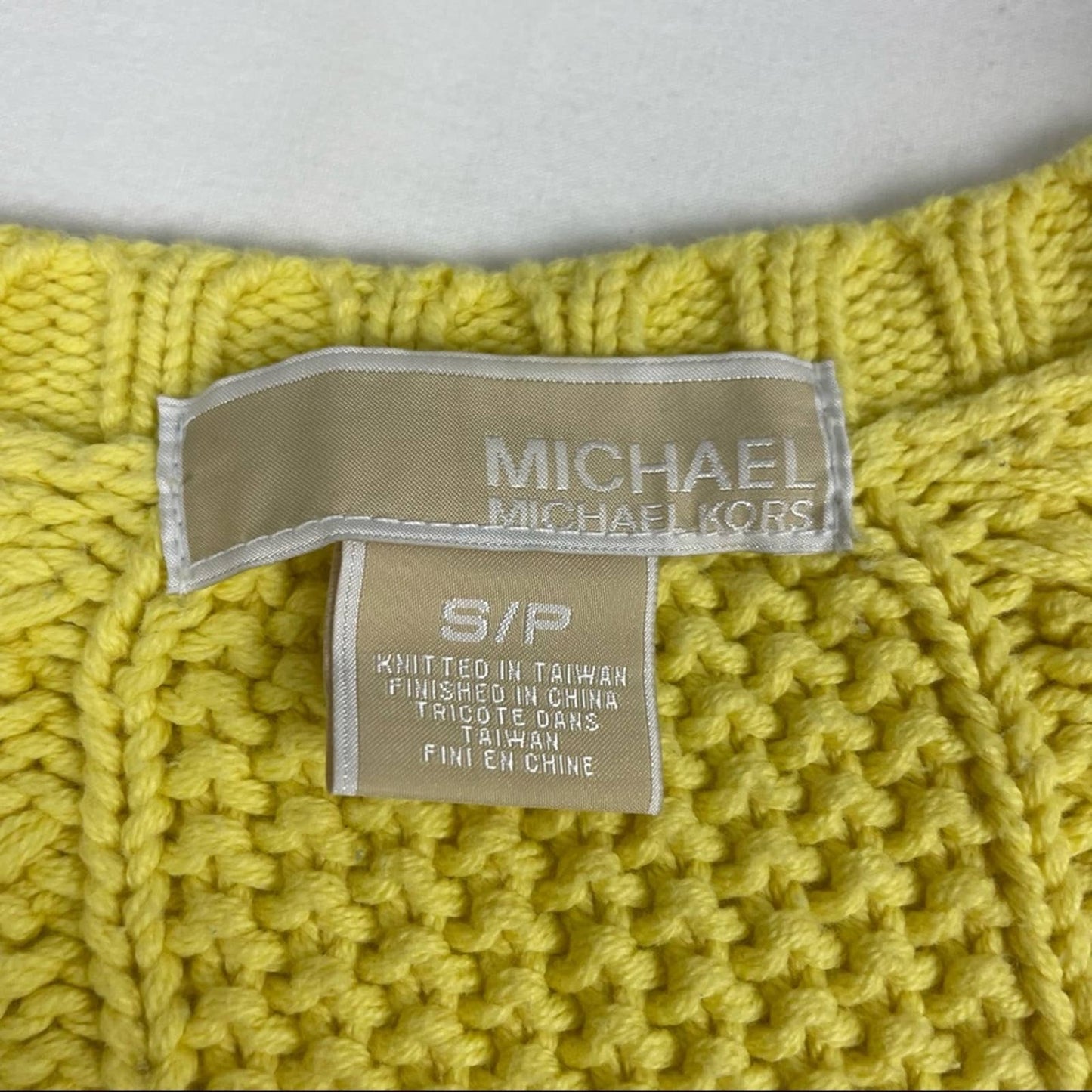 MICHAEL Michael Kors Yellow Short Sleeve Button Front Spring Cardigan Sweater Size S