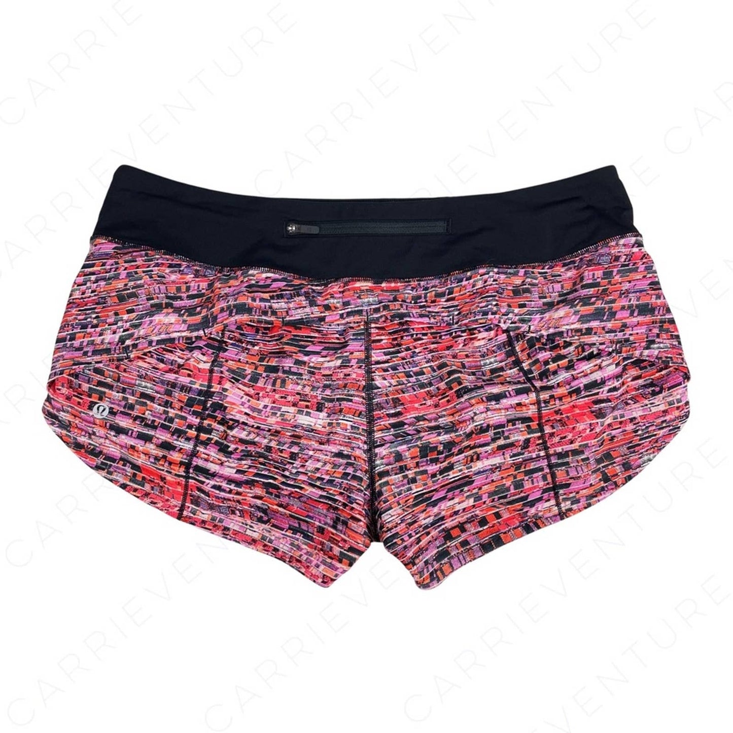 Lululemon Speed Up Short Flash Pleat Orange Multi Black Striped Running Shorts Size 10