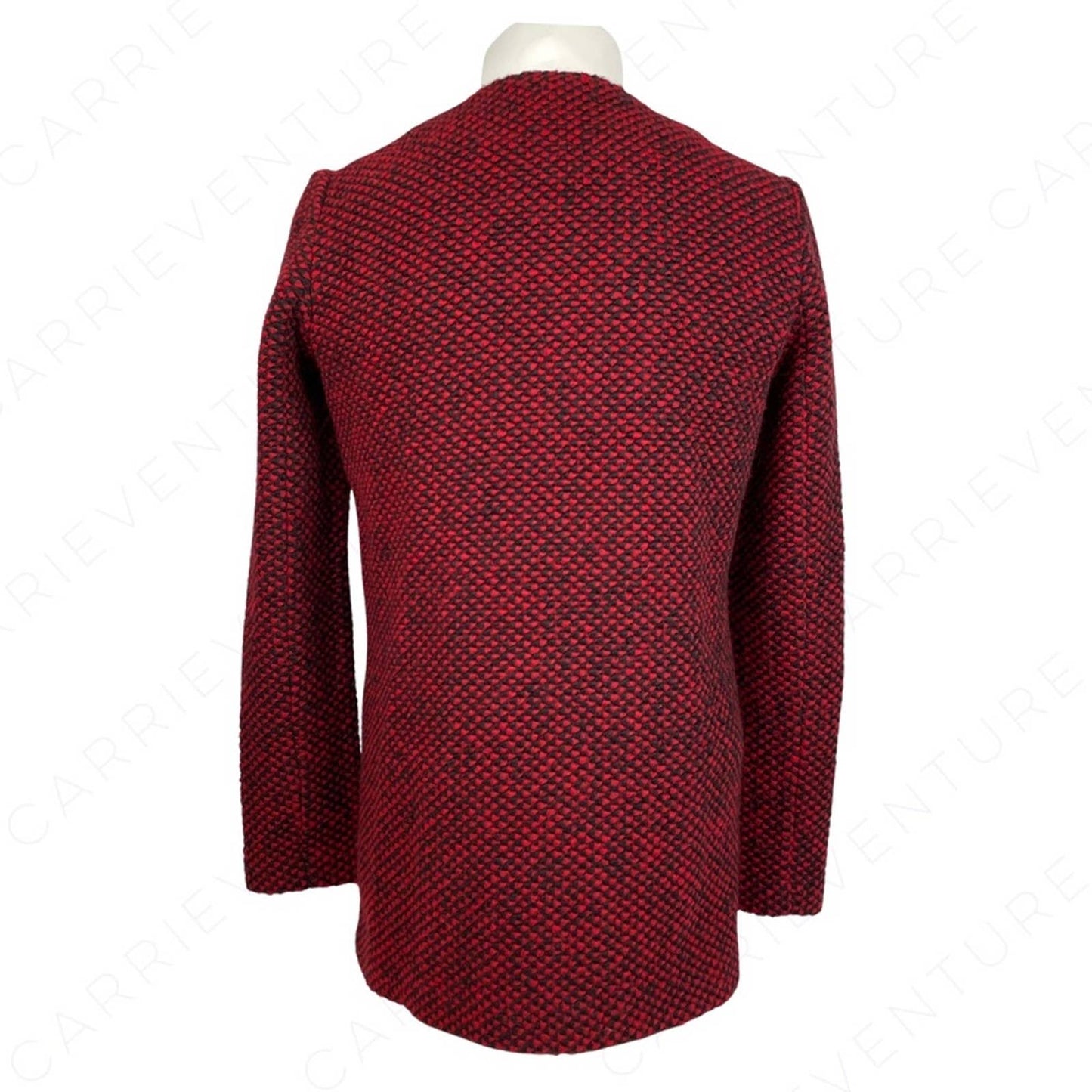 Joes Jeans Coat Wool Blend Red Black Diamond Pattern Boucle Heavy Overcoat Joe's Size S
