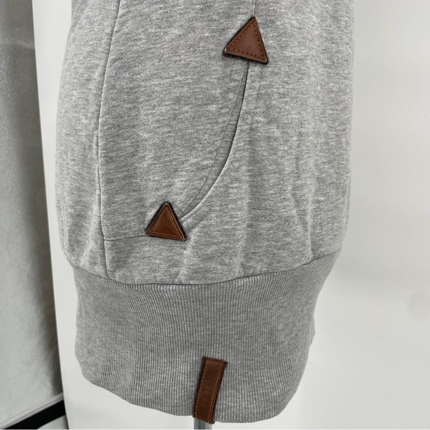 Naketano Light Grey Hoodie Cozy Long Length Hooded Tunic Dress Hoody Cowl Pocket Size M