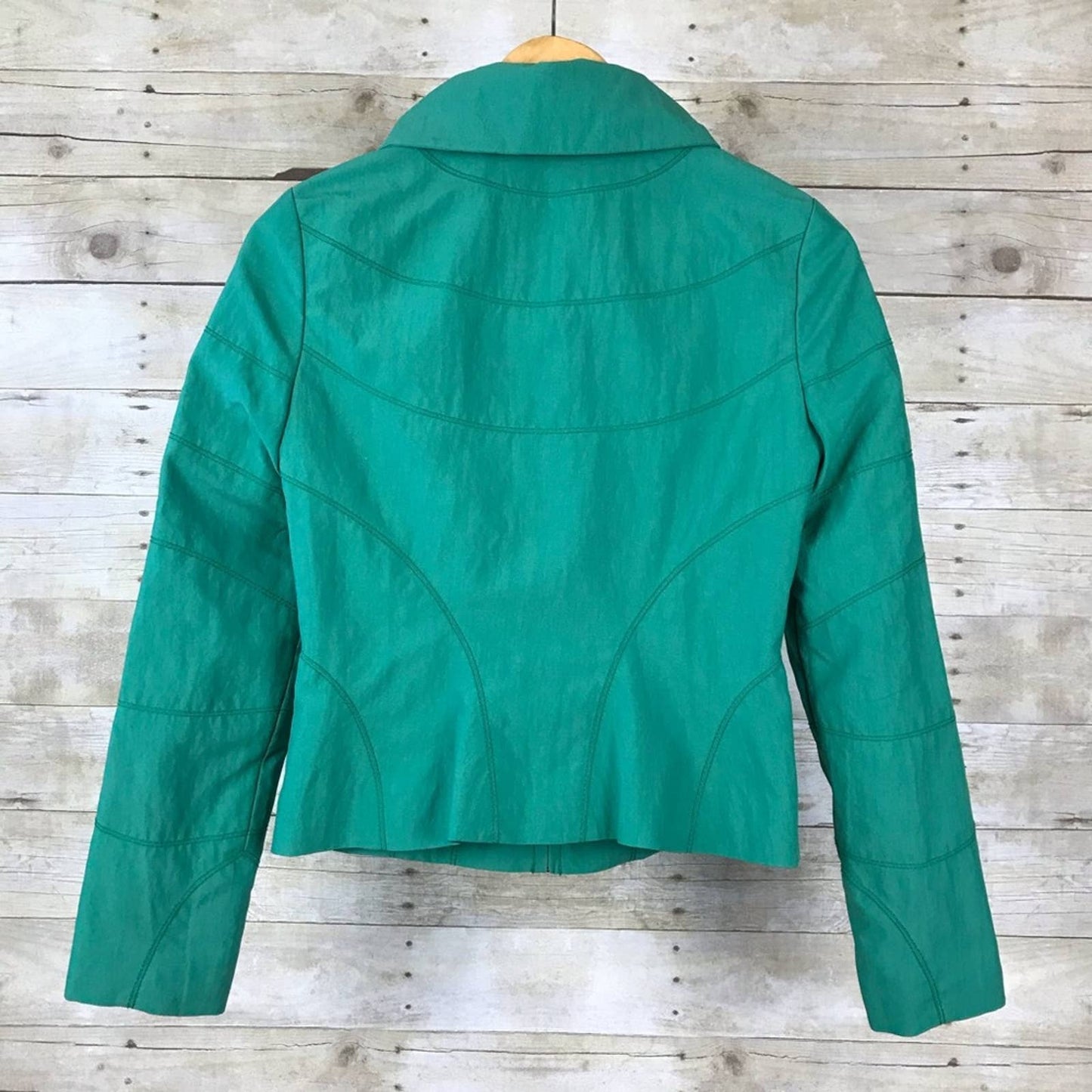 Sysmax Korean Moto Style Jacket Bright Spring Green Lightweight Zip Front 시스막스 Size XS