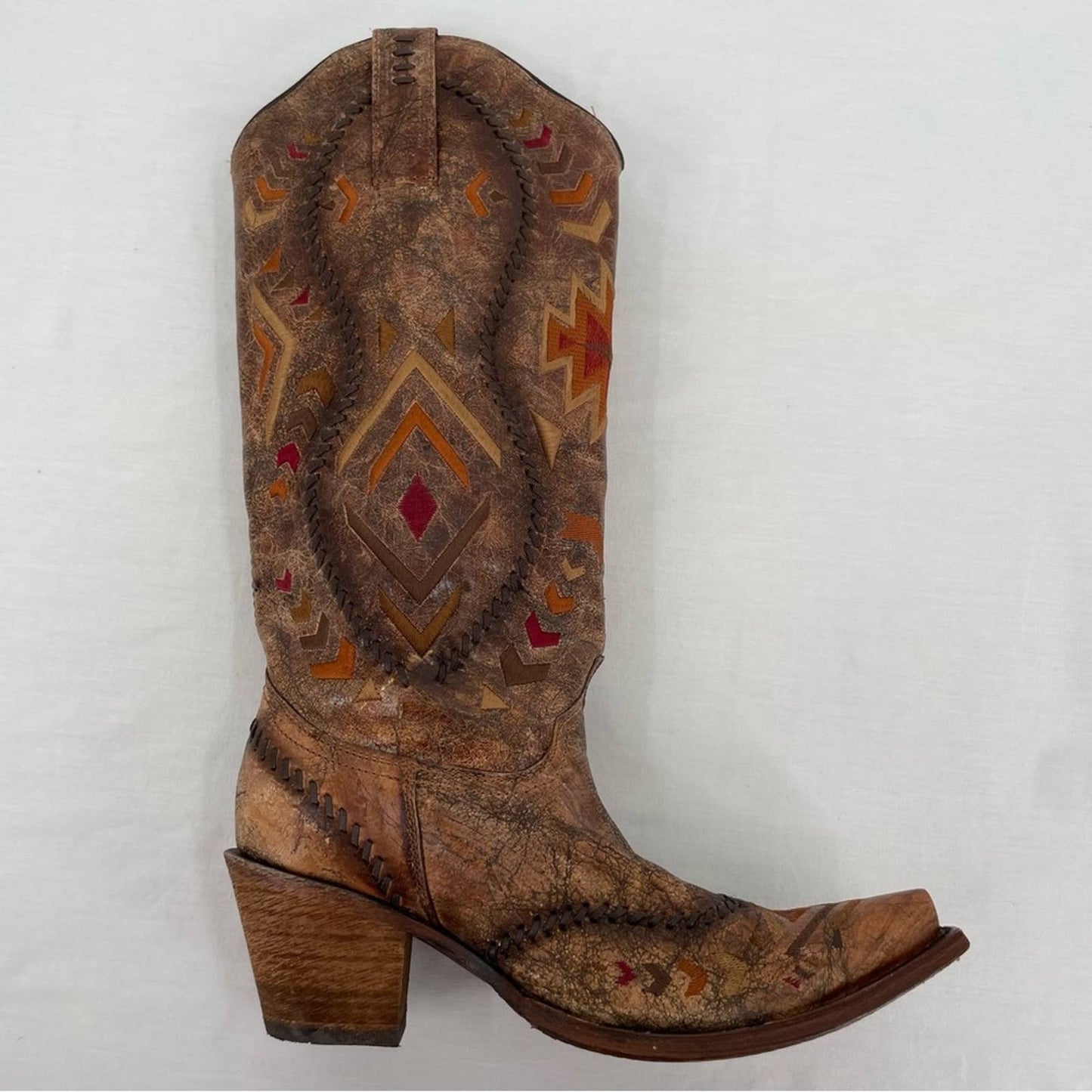 Corral Cowboy Boots Cowgirl Western Southwest Style Embroidered Leather C2872 Size 8