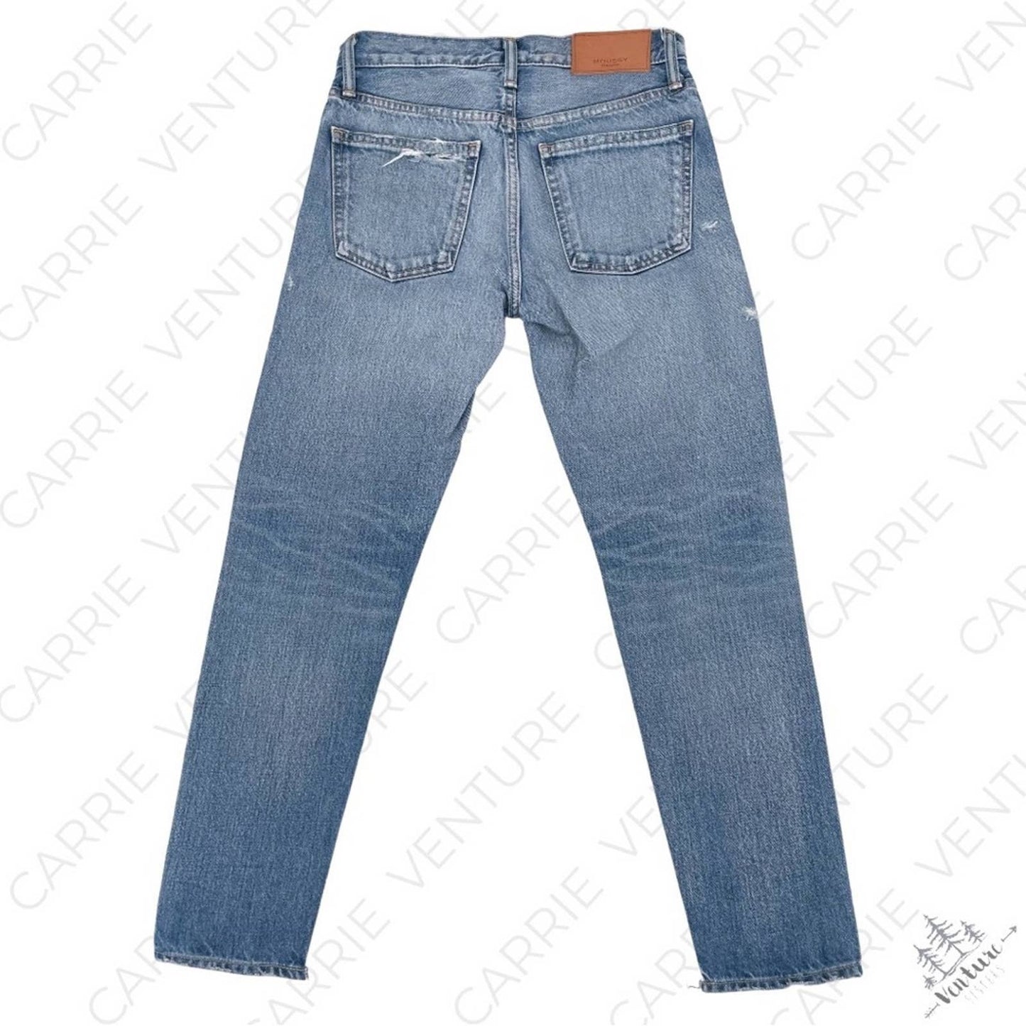 Moussy Vintage Bowie Tapered Straight Leg Light Wash Distressed Blue Jeans Style 025DSC11-1010 Size 24
