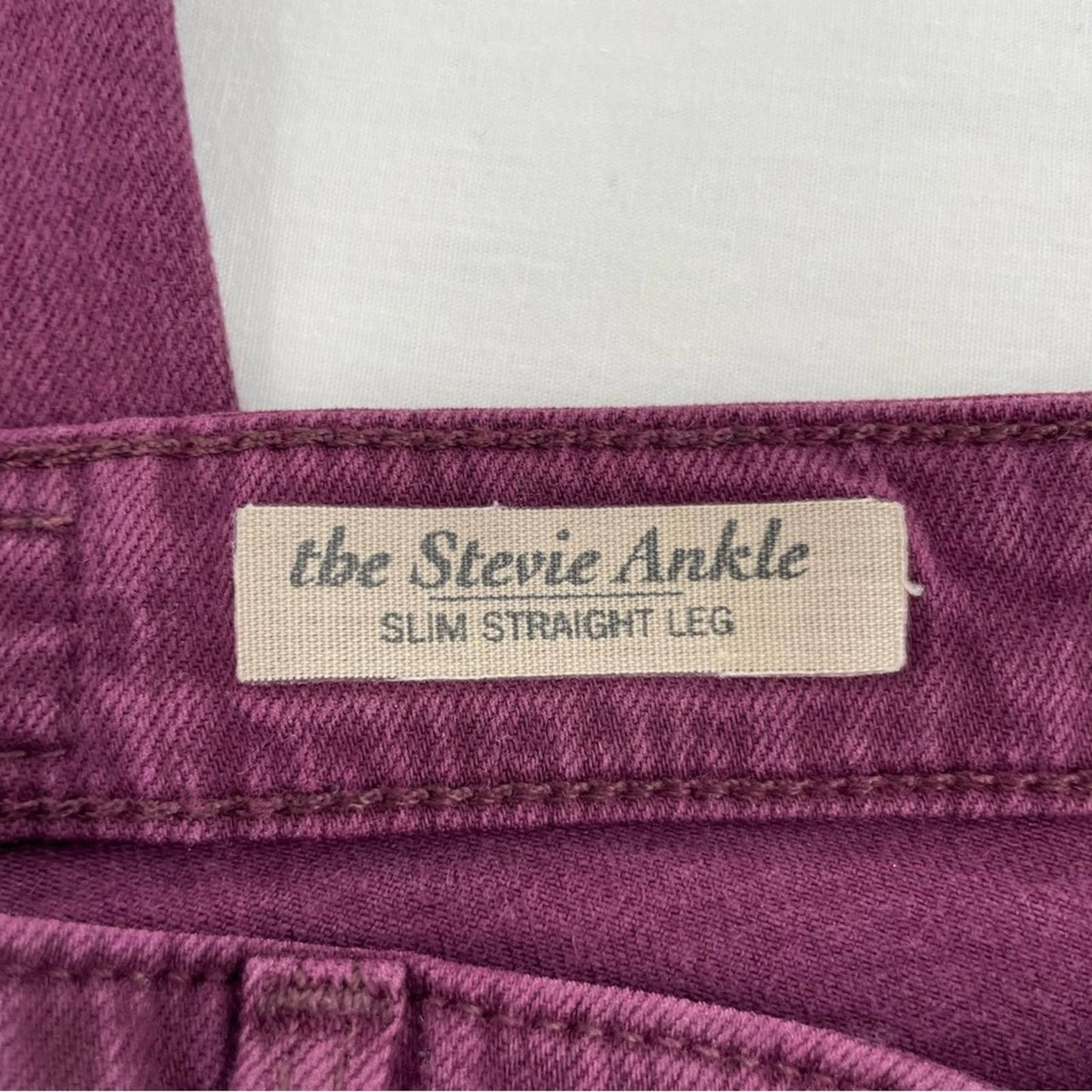 AG Adriano Goldschmied The Stevie Ankle Slim Straight Leg Purple Plum Jeans Size 27