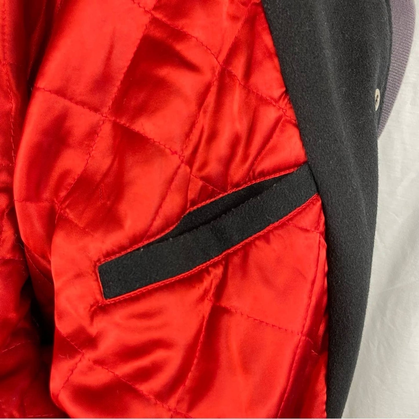 Vintage The Limited 90s Varsity Letterman Bomber Jacket Red Leather Black Wool Size S