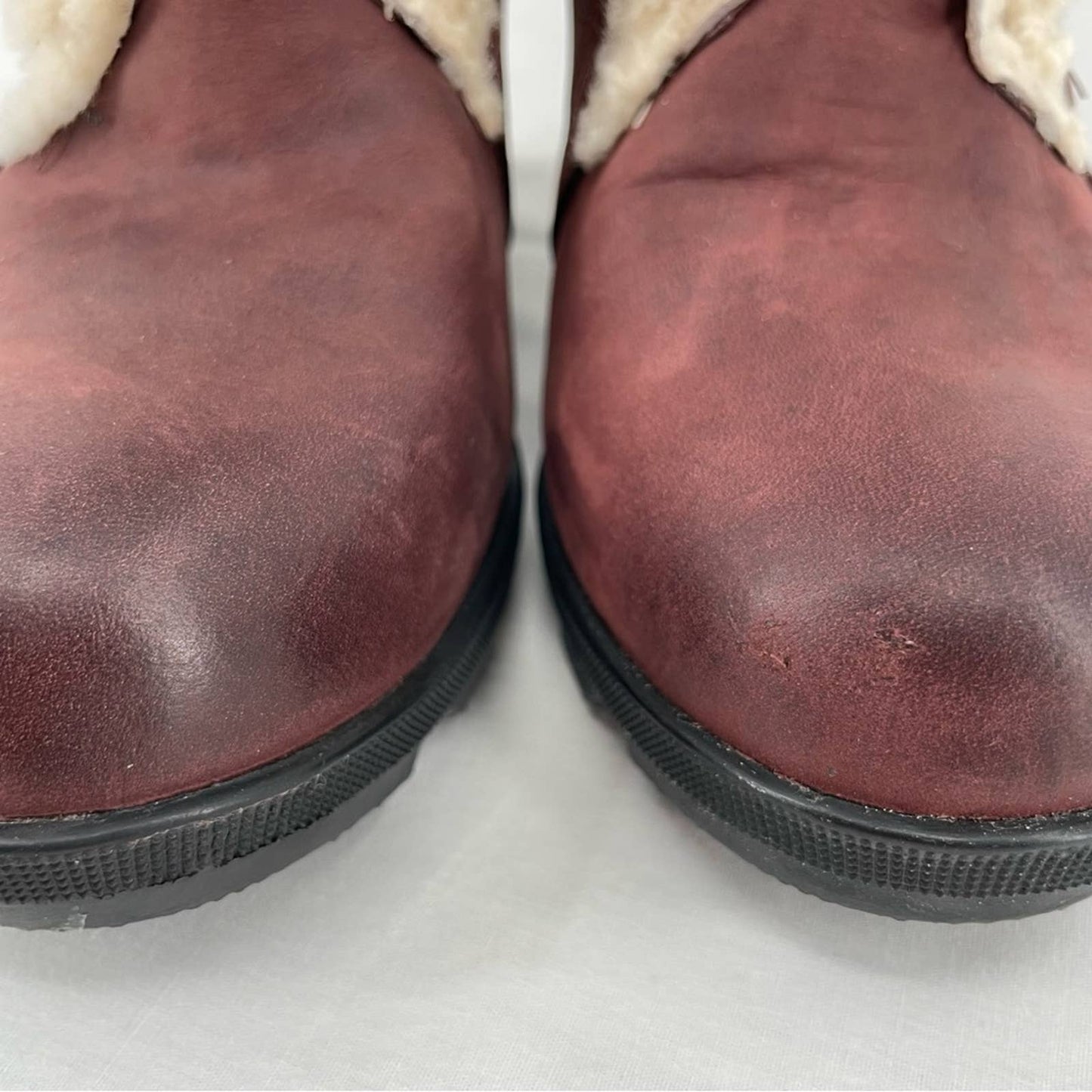 Sorel Joan of Arctic II Cattail Leather Suede Shearling Trim Wedge Mid Boots Size 9