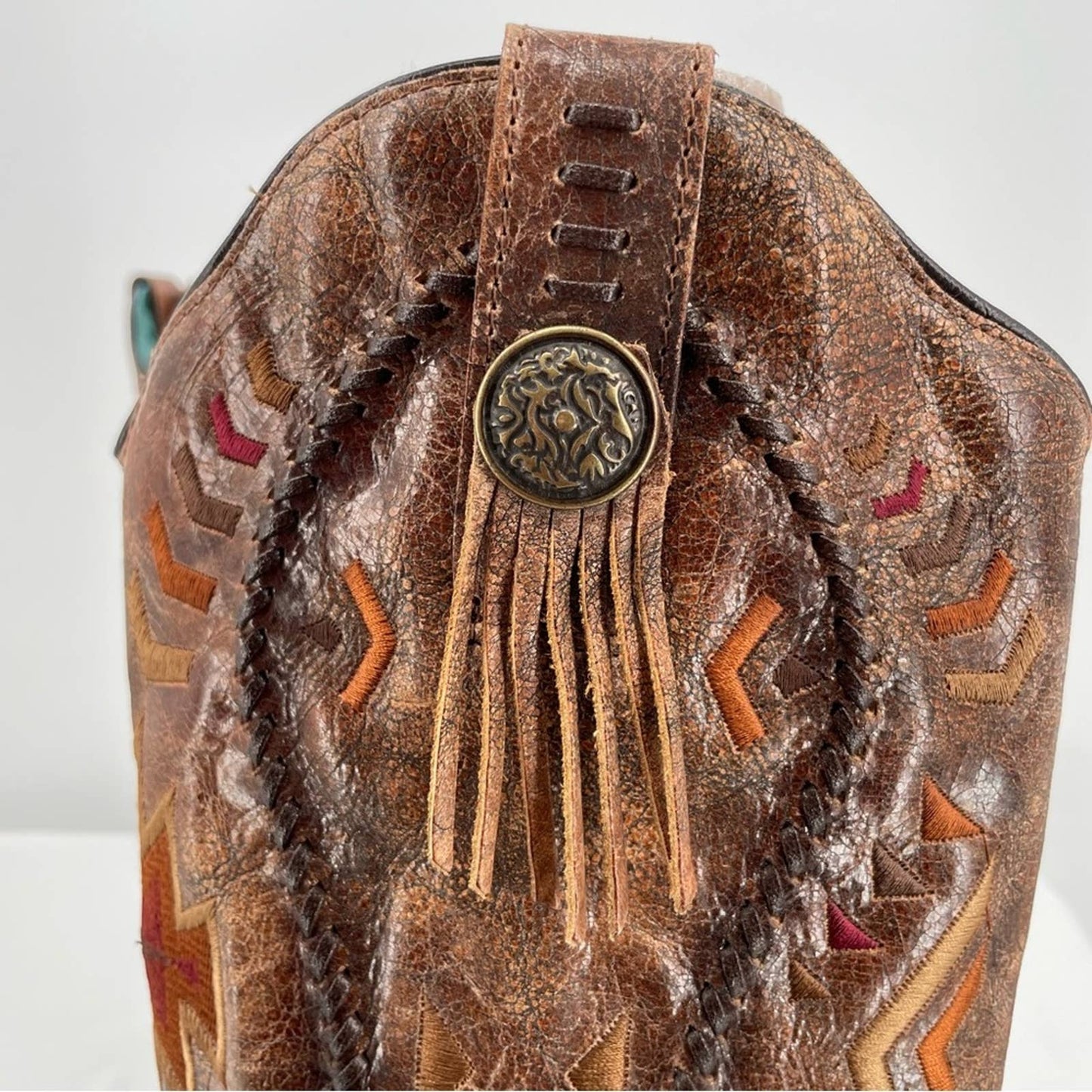 Corral Cowboy Boots Cowgirl Western Southwest Style Embroidered Leather C2872 Size 8