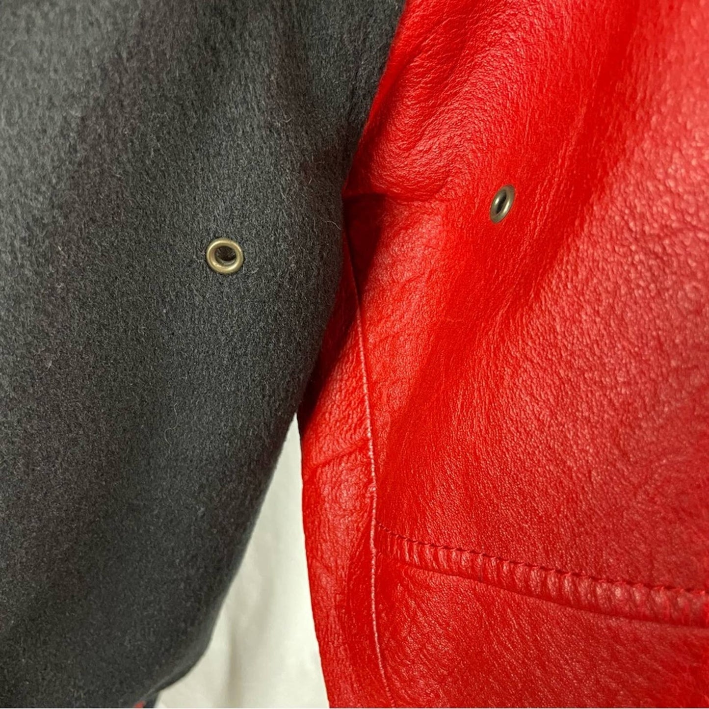 Vintage The Limited 90s Varsity Letterman Bomber Jacket Red Leather Black Wool Size S