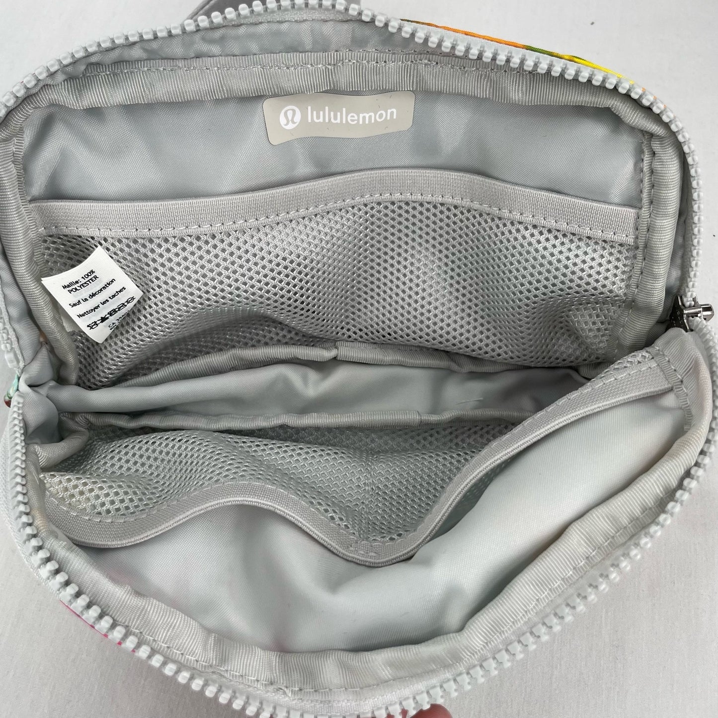 NEW Lululemon Belt Bag EBB No Limits White Multi Zip Pockets Longer Fit Strap 1L