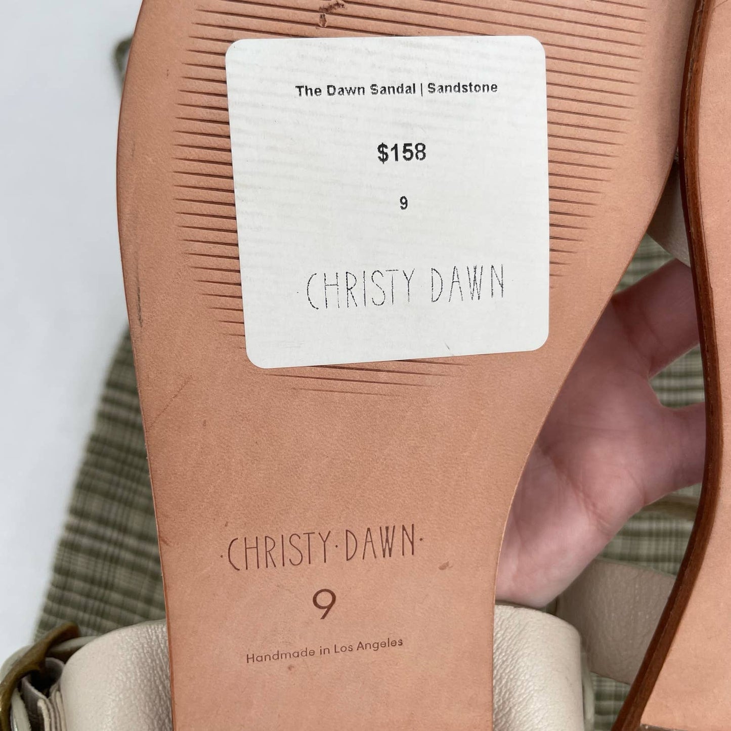 Christy Dawn The Dawn Sandals Sandstone Leather Strappy Flat Shoes Cream Tan Size 9