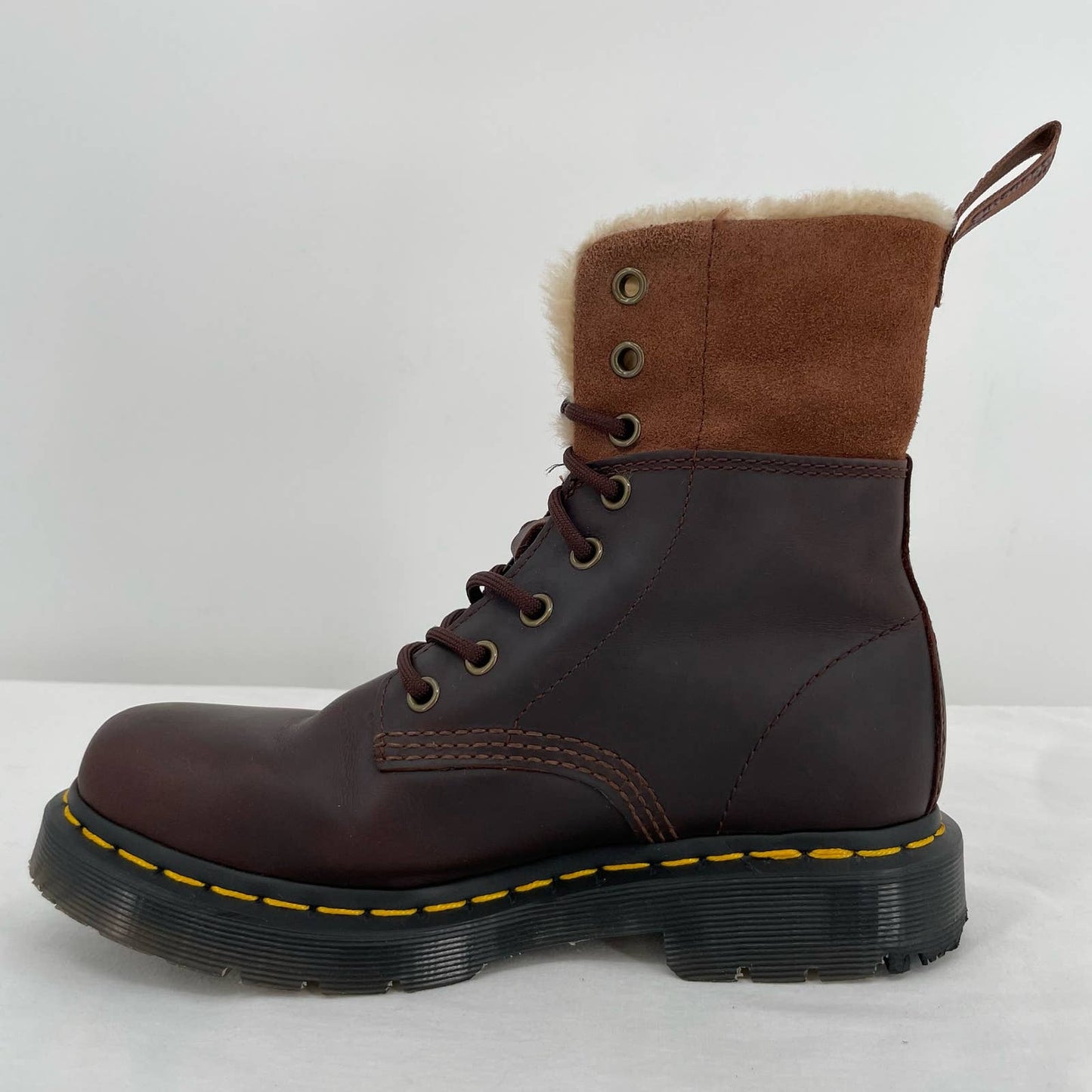 Dr. Marten’s 1460 Kolbert Boots Brown Oiled Leather Faux Fur Lined Winter Style Size 6