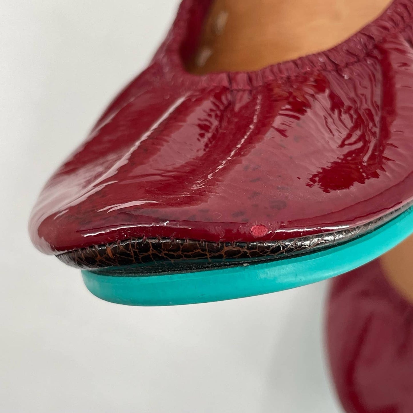 Tieks Ruby Red Patent Leather Ballet Flats Classic Foldable Travel Shoes Size 9