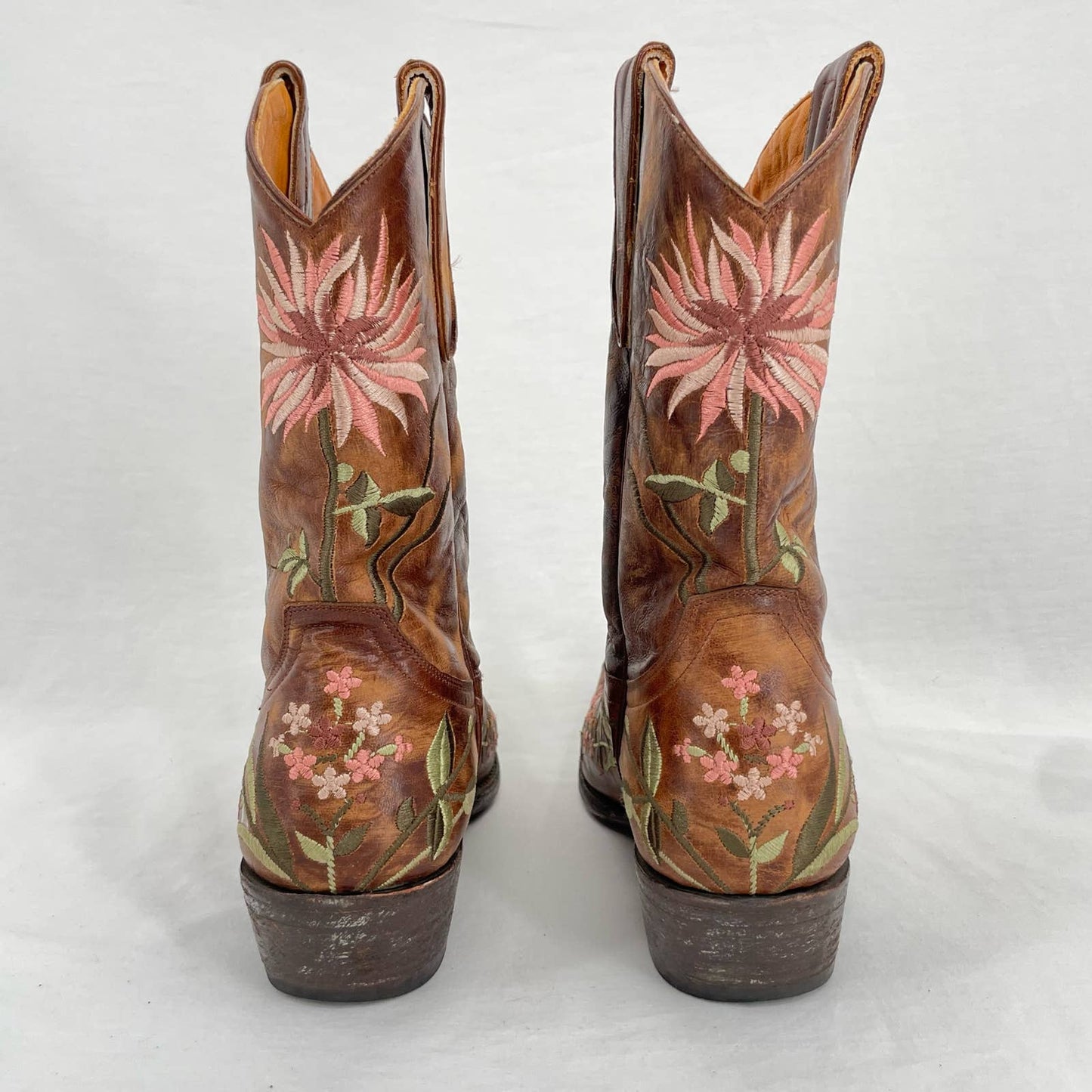 Old Gringo Ellie Boot Low Western Cowboy Cowgirl Floral Leather Brass Brown Size 8.5