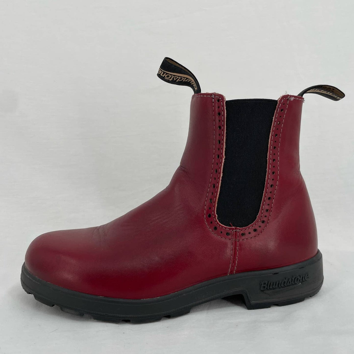 Blundstone Red Leather High Top Brogue Chelsea Boots Burgundy Redwood Maroon Size AU 6 | US 9