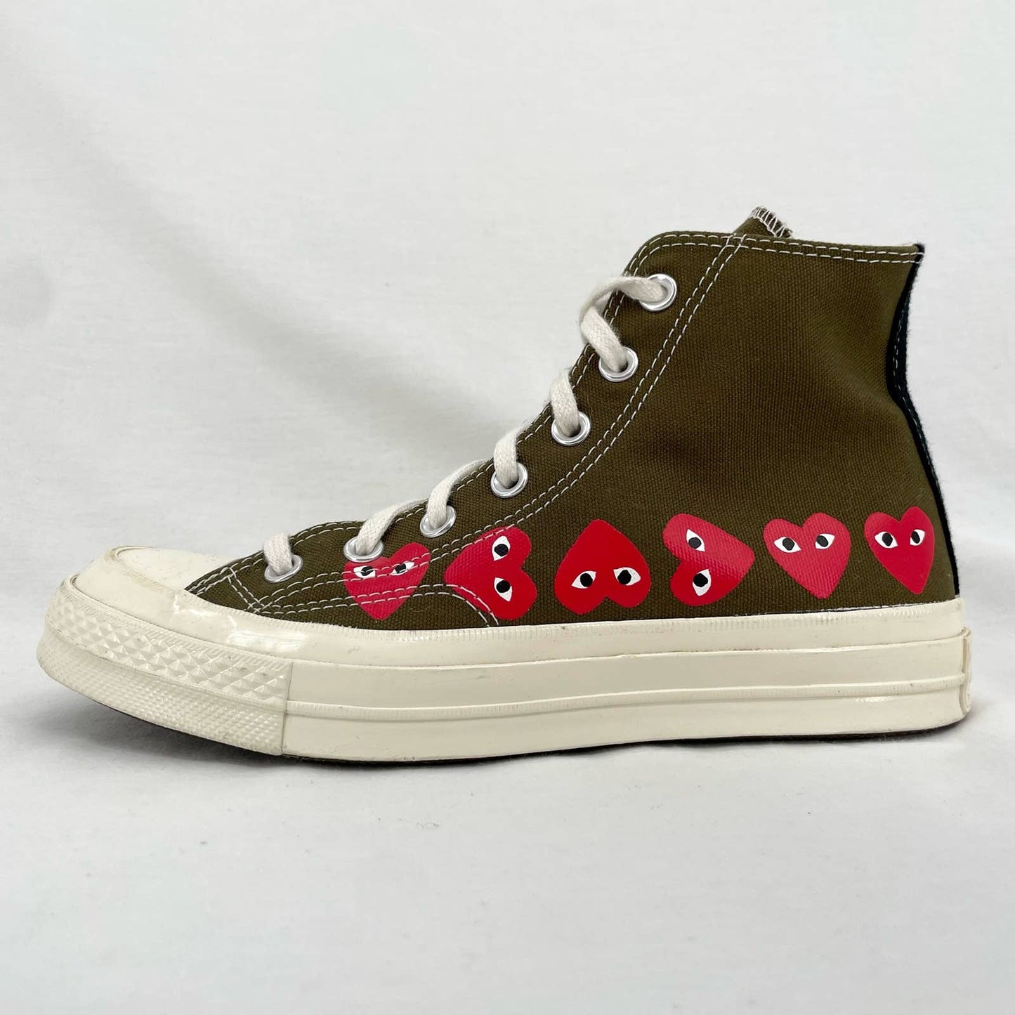 Converse X Comme des Garcons Play Chuck Taylor Multi Heart Khaki Sneakers Shoes Size W 8