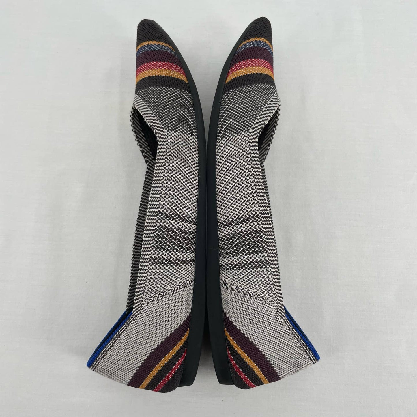 Rothy’s The Point VIB Inverse Stripe Multicolored Striped Flats Comfort Shoes Size 9