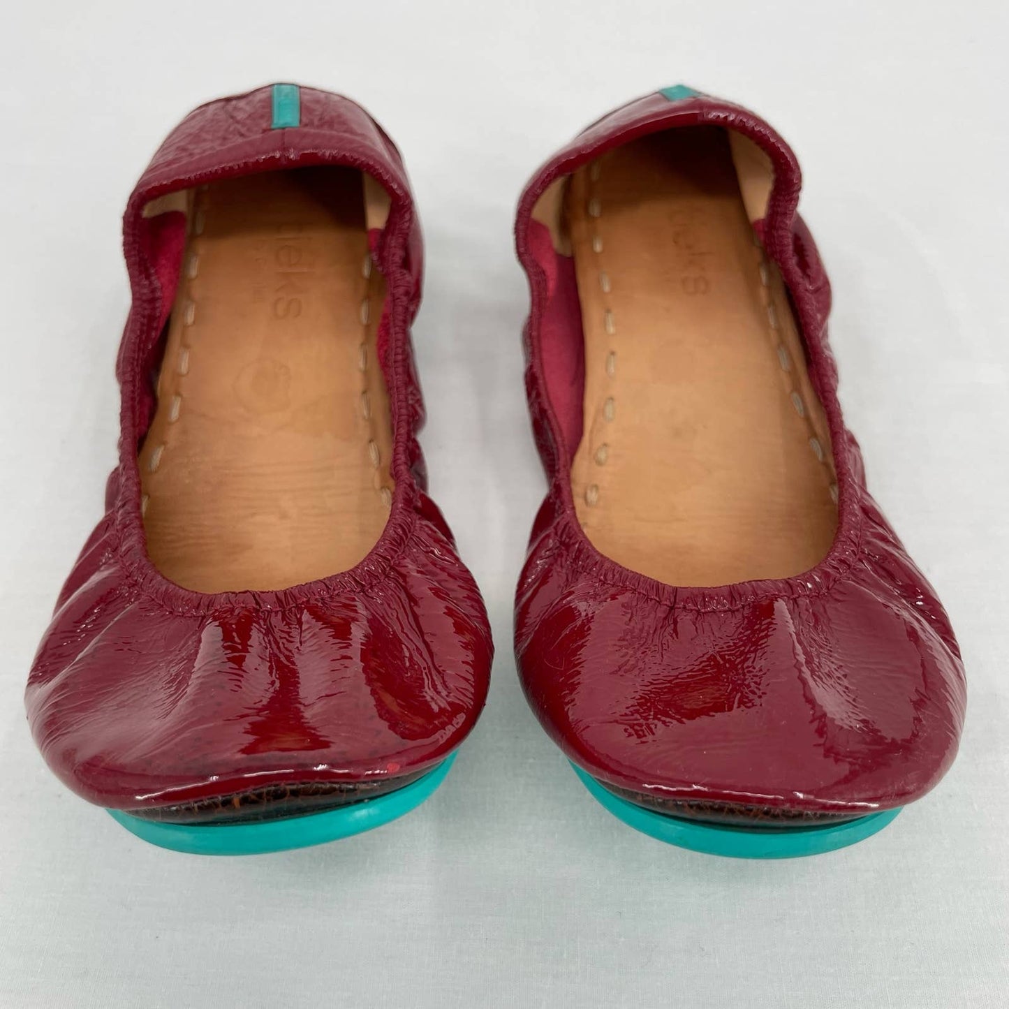 Tieks Ruby Red Patent Leather Ballet Flats Classic Foldable Travel Shoes Size 9