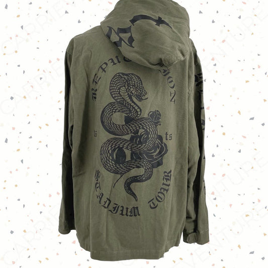 Taylor Swift Reputation Jacket Army Green Black Snake Stadium Tour Olive Coat Size L