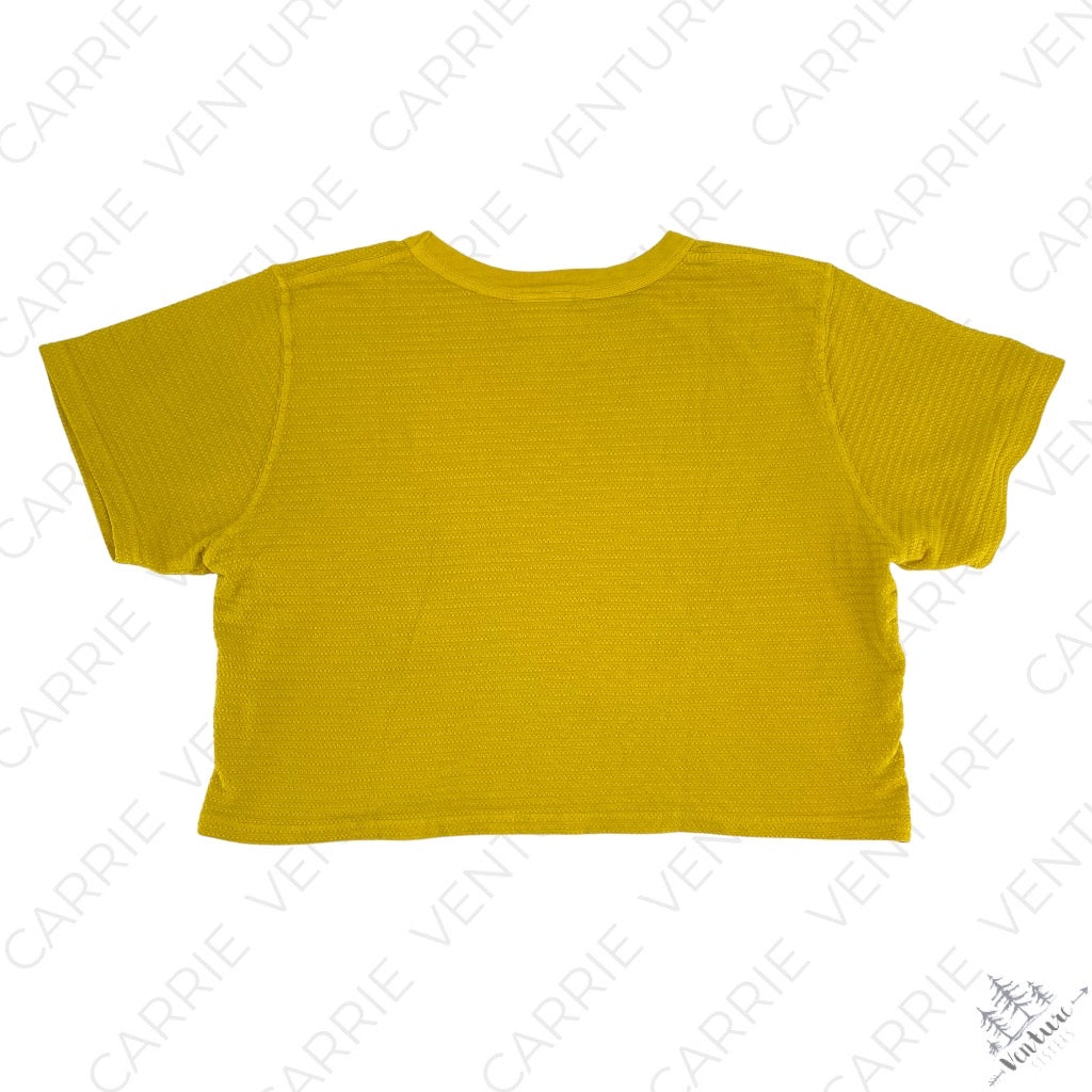 Big Bud Press Honeycomb Crop Tee Golden Yellow Short Sleeve Cropped Cotton Top Unisex Size M