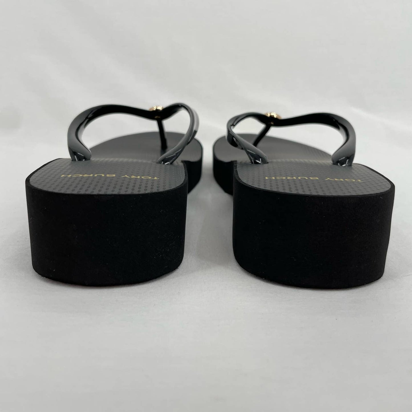 Tory Burch Cut Out Wedge Flip Flop Black Platform Thong Sandals Summer Beach Size 11